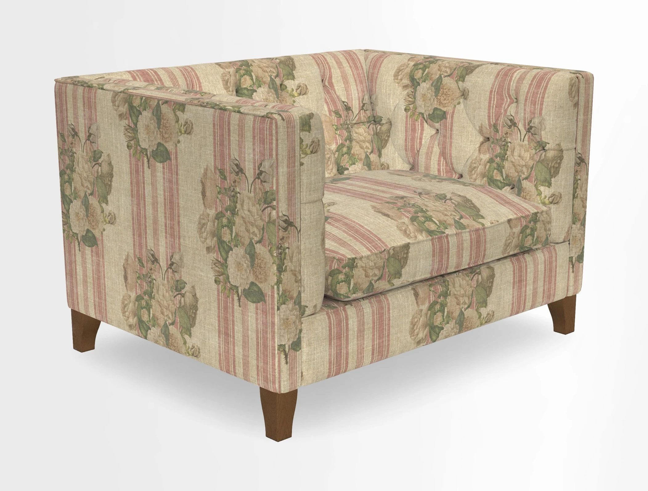 Haresfield Snuggler Dipped Arms in Mohair Lichen Seat Cushion in RHS Gertrude Jekyll Meadow Flower Olive and Scatters in RHS Gertrude Jekyll Folklore Olive