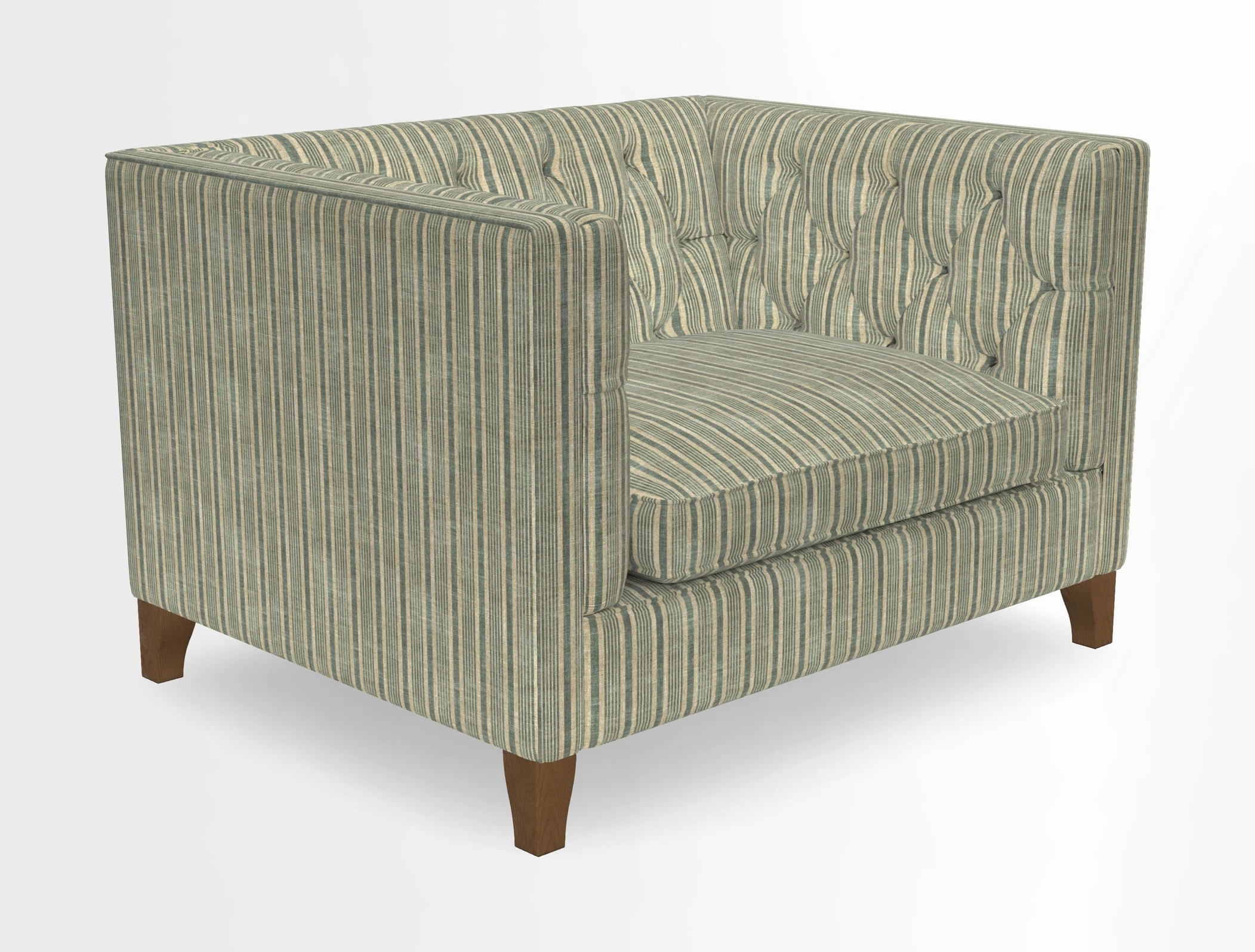 Haresfield Snuggler Dipped Arms in Mohair Lichen Seat Cushion in RHS Gertrude Jekyll Meadow Flower Olive and Scatters in RHS Gertrude Jekyll Folklore Olive