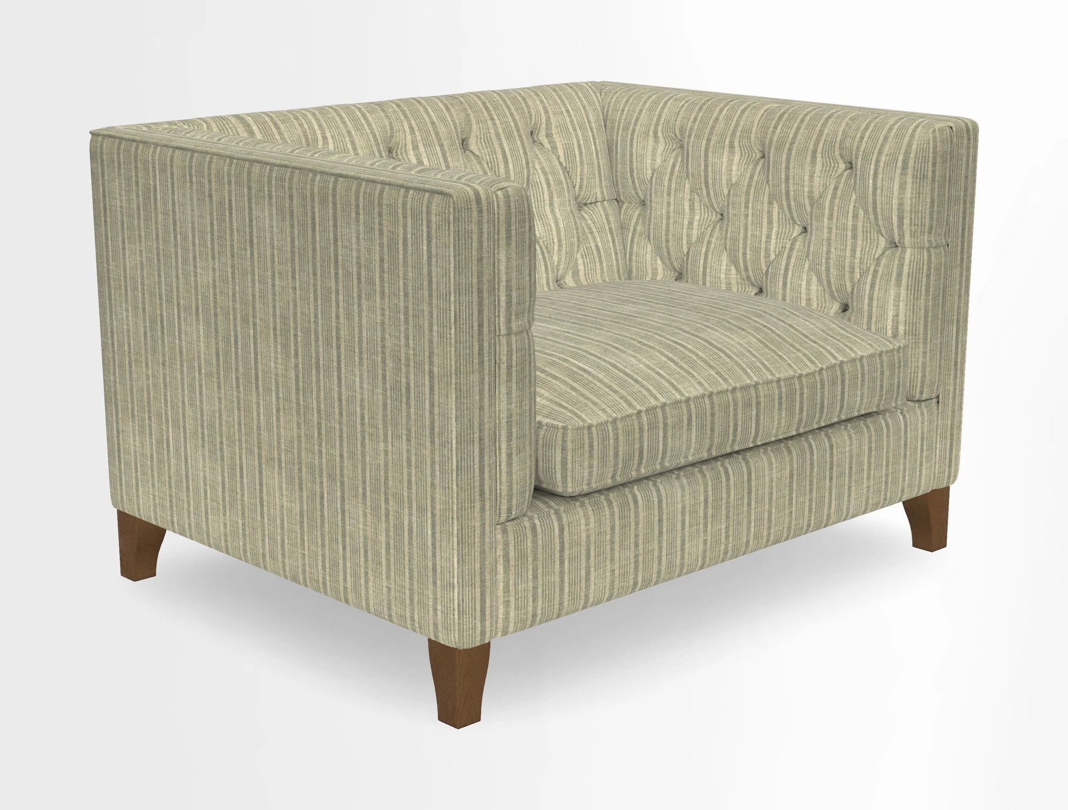 Haresfield Snuggler Dipped Arms in Mohair Lichen Seat Cushion in RHS Gertrude Jekyll Meadow Flower Olive and Scatters in RHS Gertrude Jekyll Folklore Olive