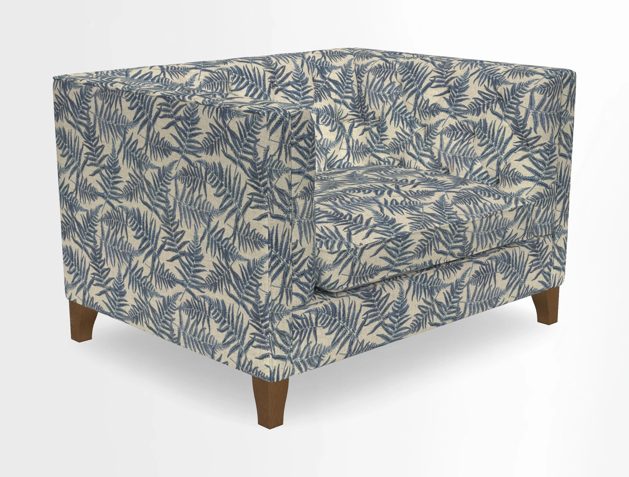Haresfield Snuggler Dipped Arms in Mohair Lichen Seat Cushion in RHS Gertrude Jekyll Meadow Flower Olive and Scatters in RHS Gertrude Jekyll Folklore Olive