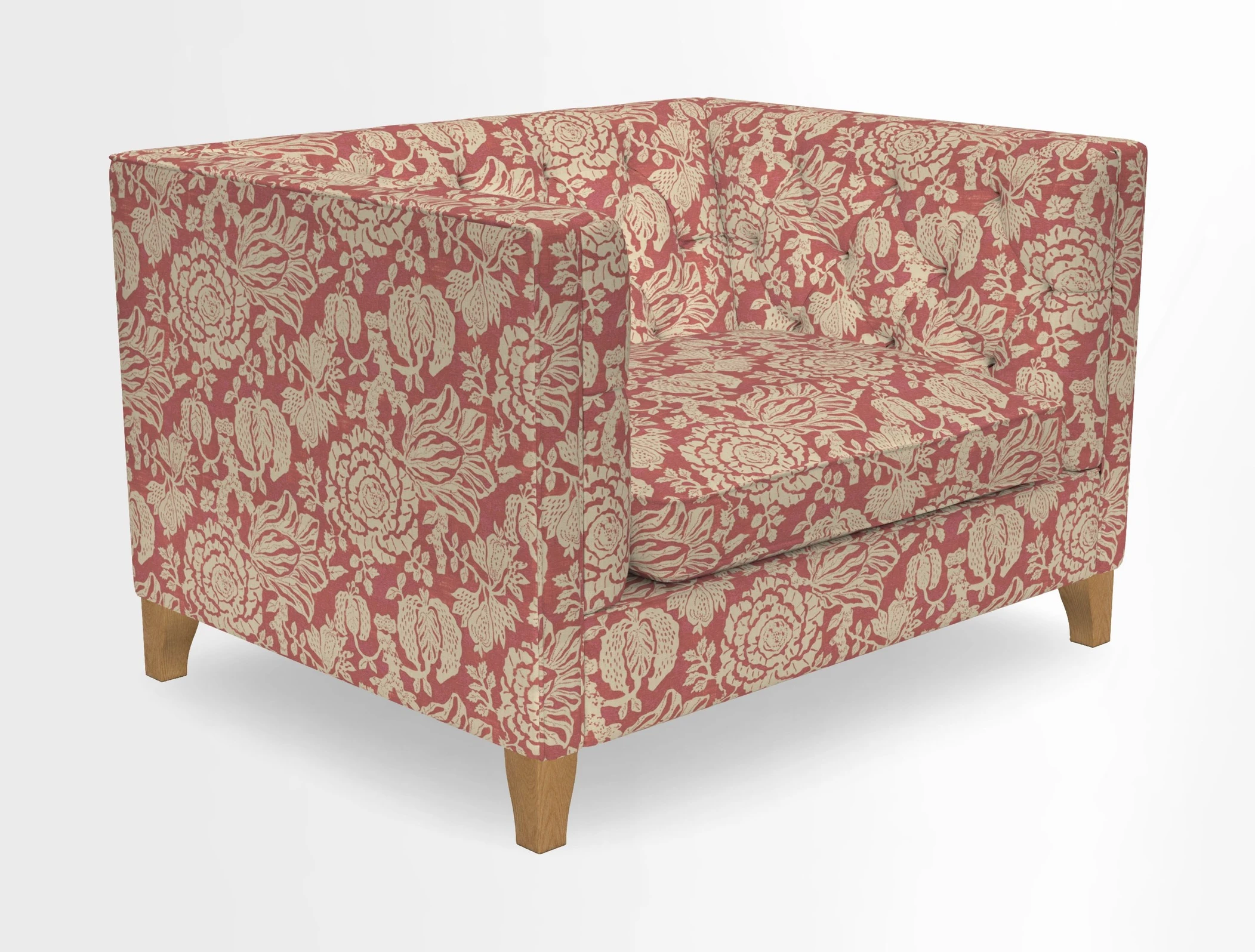 Haresfield Snuggler Dipped Arms in Mohair Lichen Seat Cushion in RHS Gertrude Jekyll Meadow Flower Olive and Scatters in RHS Gertrude Jekyll Folklore Olive
