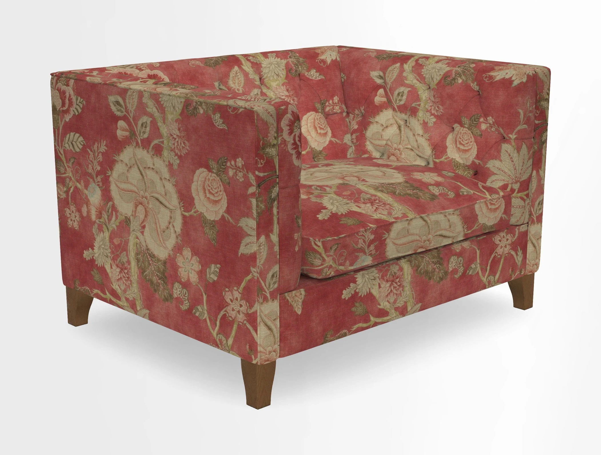 Haresfield Snuggler Dipped Arms in Mohair Lichen Seat Cushion in RHS Gertrude Jekyll Meadow Flower Olive and Scatters in RHS Gertrude Jekyll Folklore Olive