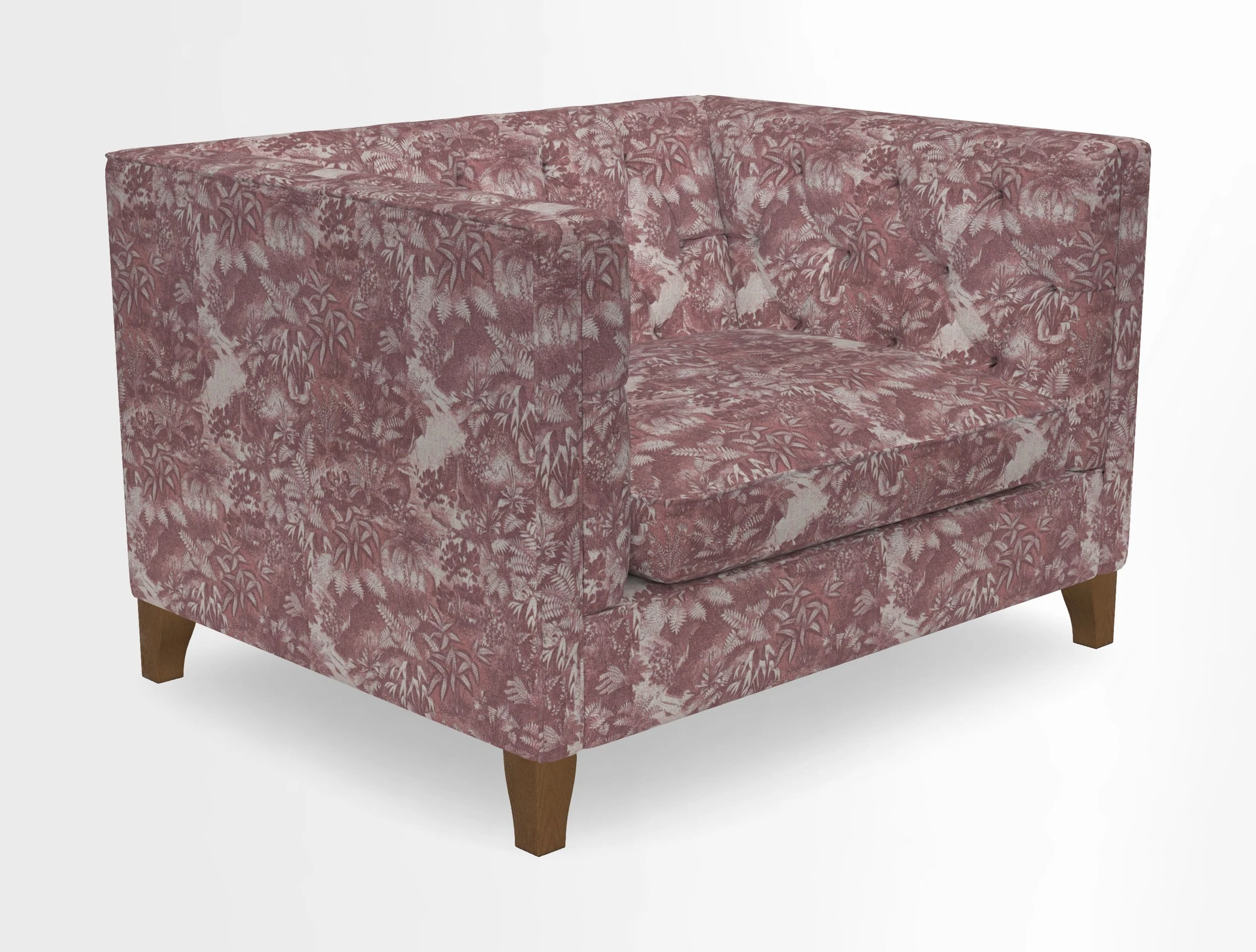 Haresfield Snuggler Dipped Arms in Mohair Lichen Seat Cushion in RHS Gertrude Jekyll Meadow Flower Olive and Scatters in RHS Gertrude Jekyll Folklore Olive