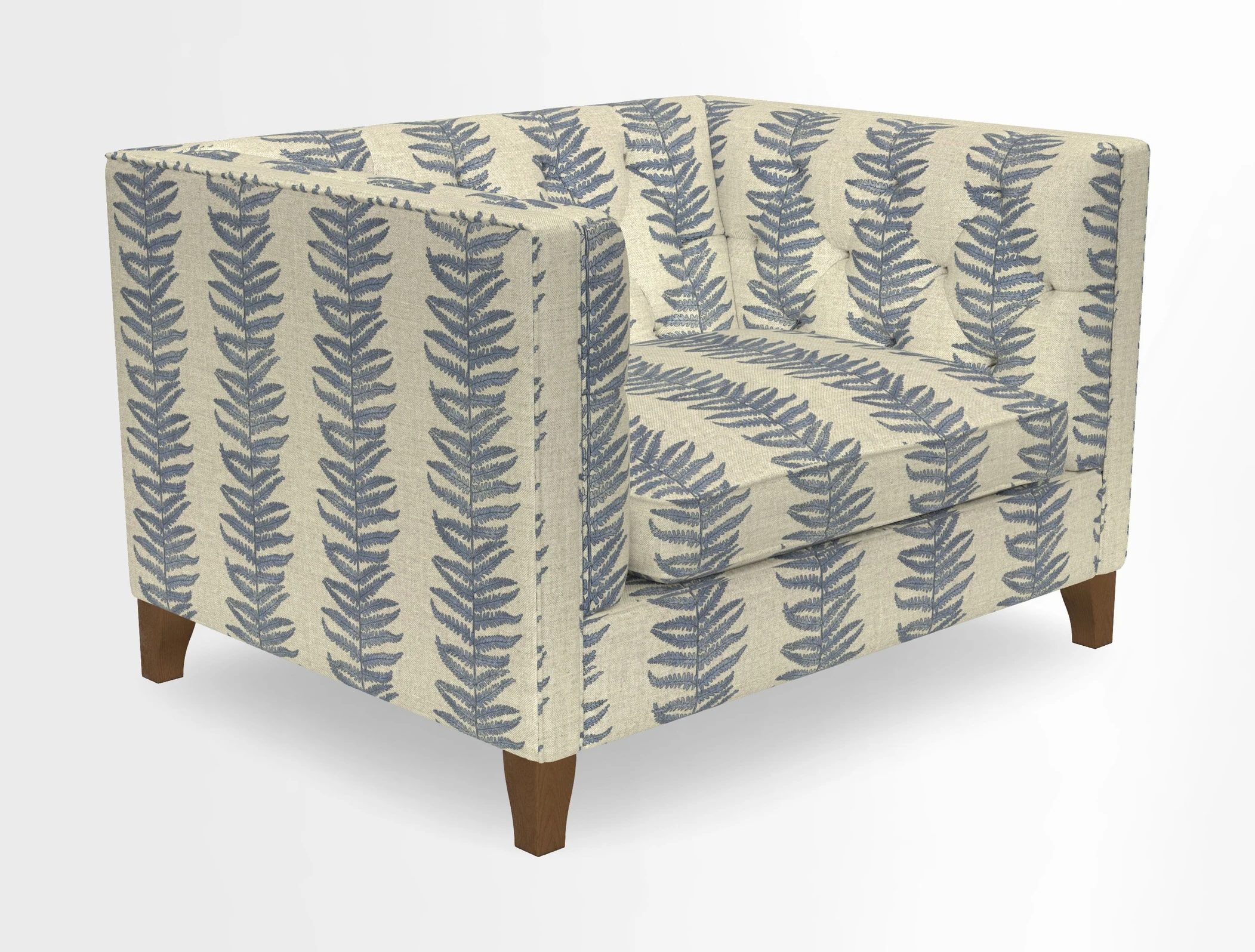 Haresfield Snuggler Dipped Arms in Mohair Lichen Seat Cushion in RHS Gertrude Jekyll Meadow Flower Olive and Scatters in RHS Gertrude Jekyll Folklore Olive
