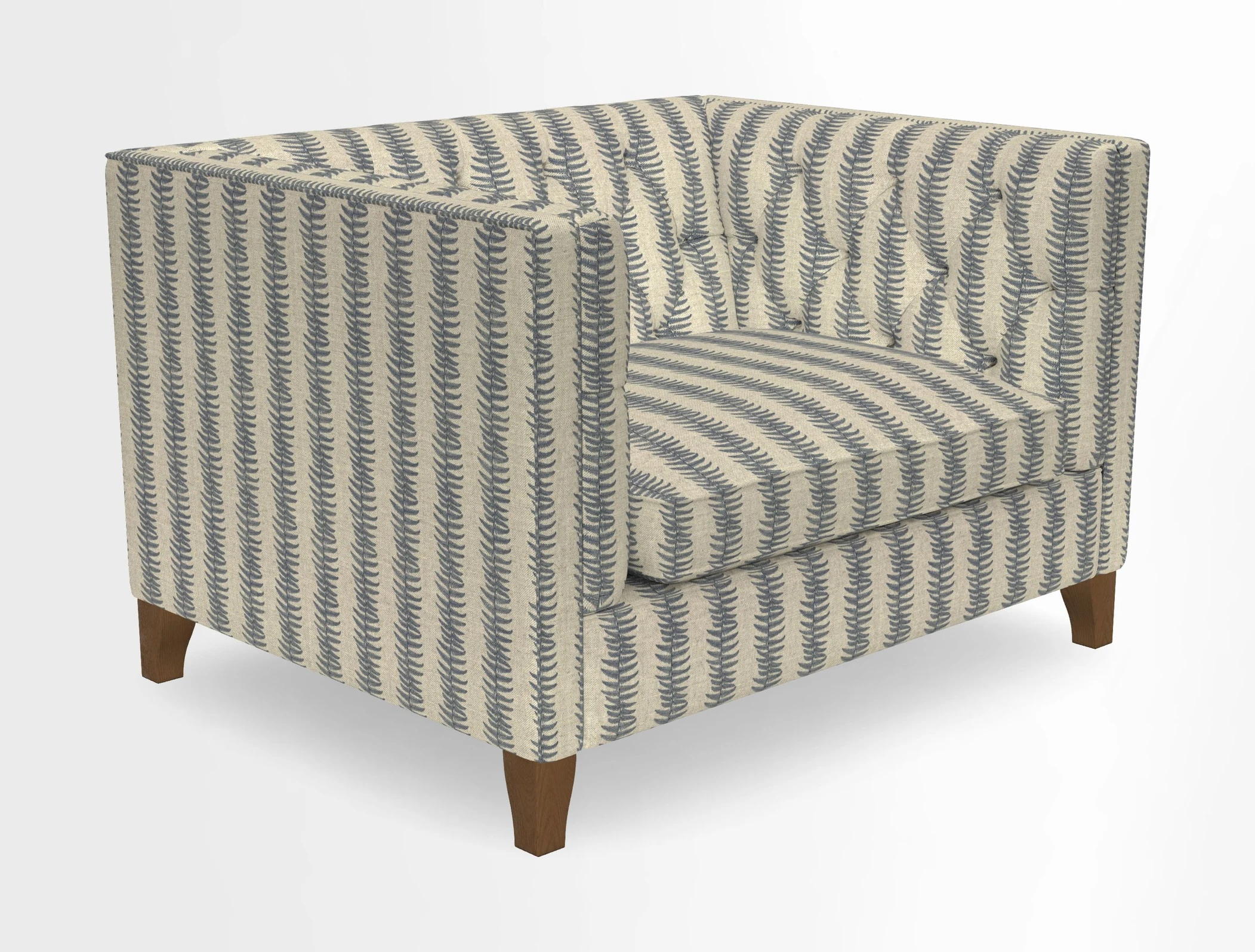 Haresfield Snuggler Dipped Arms in Mohair Lichen Seat Cushion in RHS Gertrude Jekyll Meadow Flower Olive and Scatters in RHS Gertrude Jekyll Folklore Olive