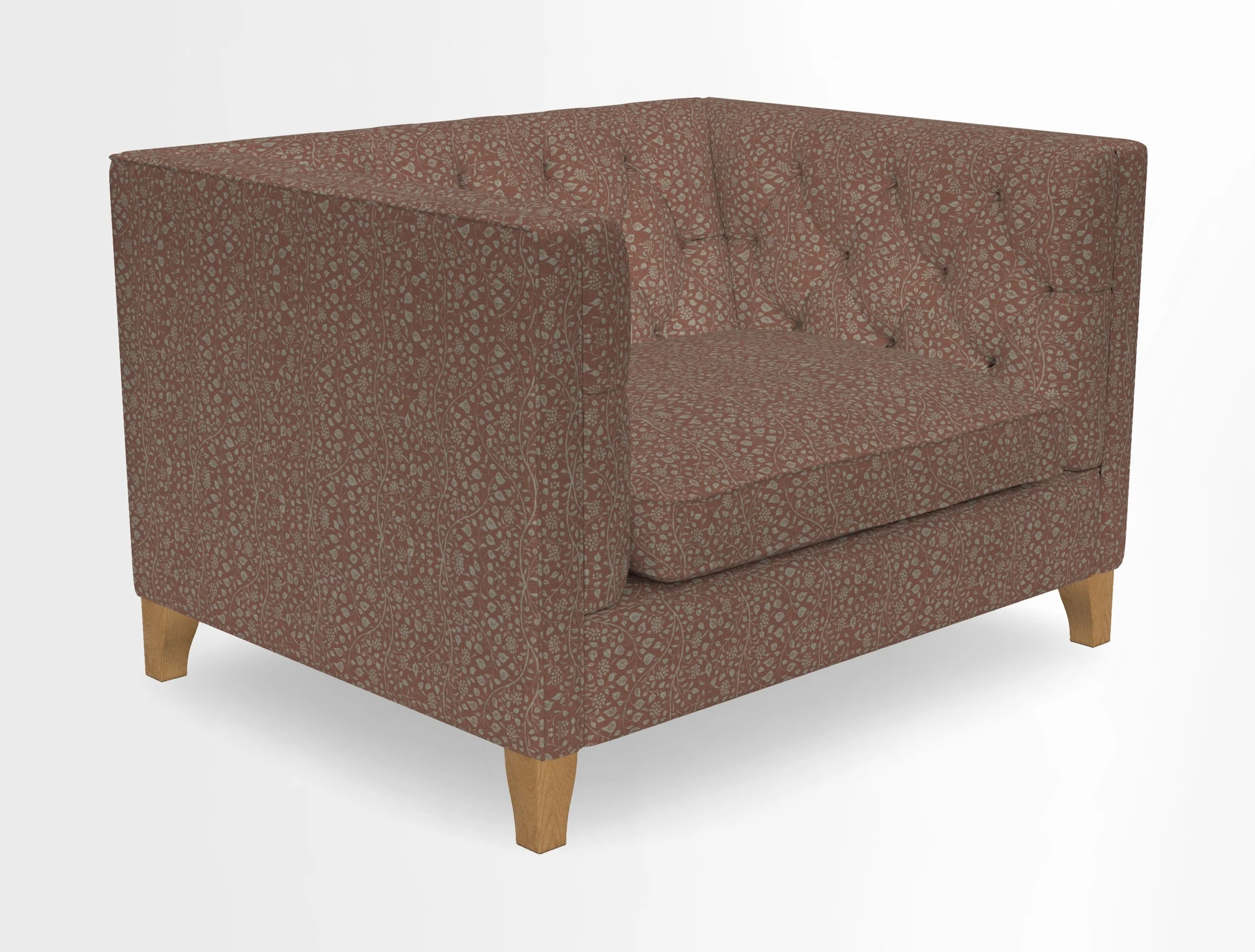 Haresfield Snuggler Dipped Arms in Mohair Lichen Seat Cushion in RHS Gertrude Jekyll Meadow Flower Olive and Scatters in RHS Gertrude Jekyll Folklore Olive