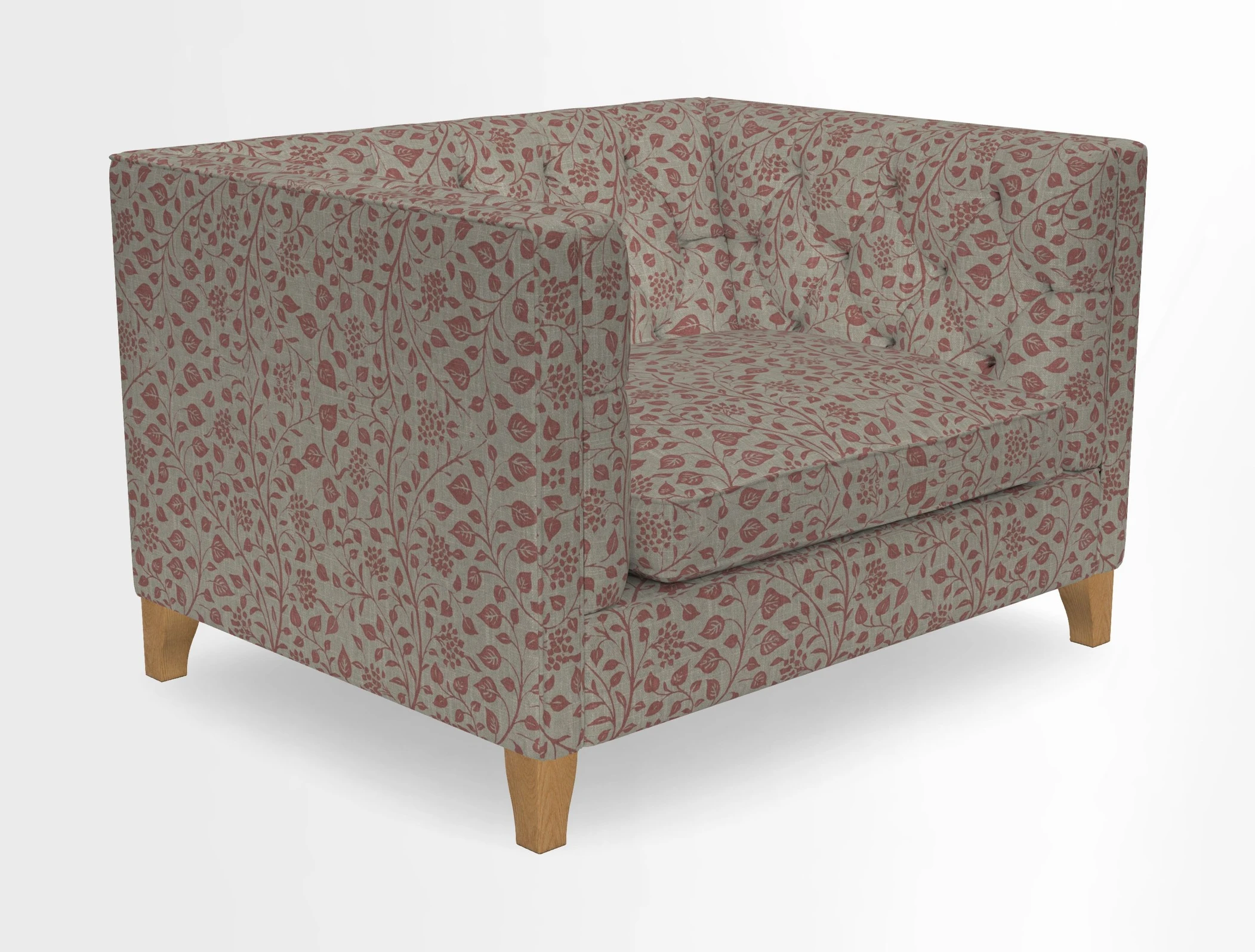 Haresfield Snuggler Dipped Arms in Mohair Lichen Seat Cushion in RHS Gertrude Jekyll Meadow Flower Olive and Scatters in RHS Gertrude Jekyll Folklore Olive