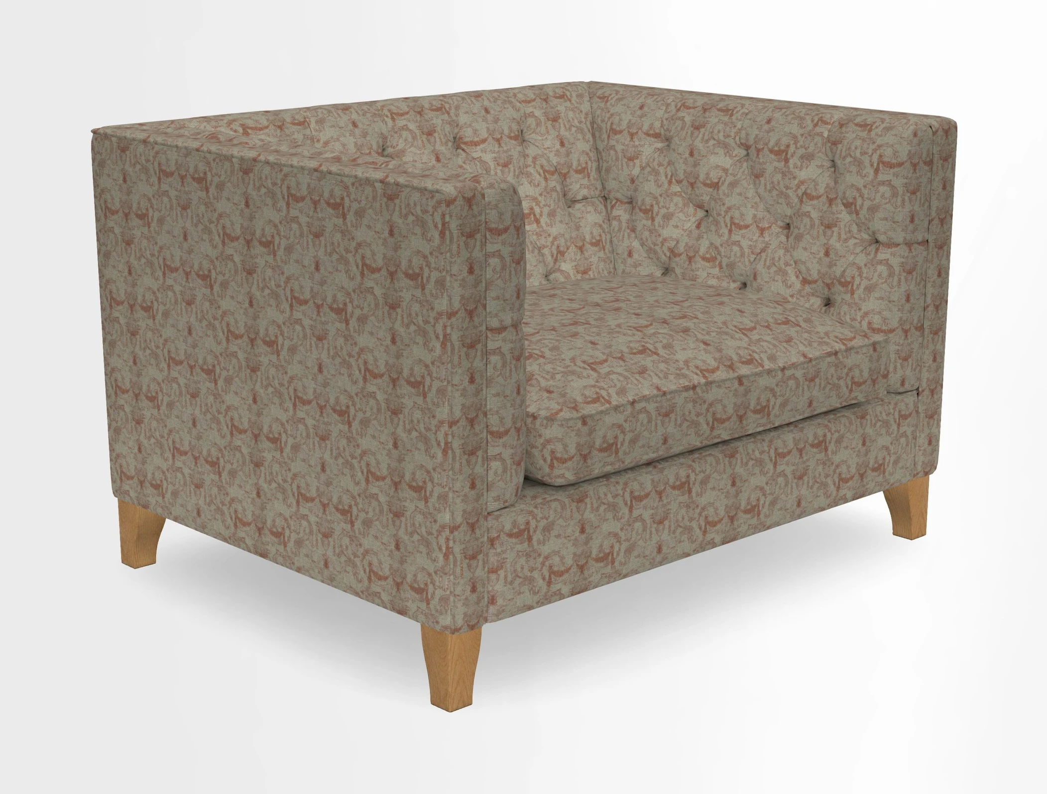 Haresfield Snuggler Dipped Arms in Mohair Lichen Seat Cushion in RHS Gertrude Jekyll Meadow Flower Olive and Scatters in RHS Gertrude Jekyll Folklore Olive