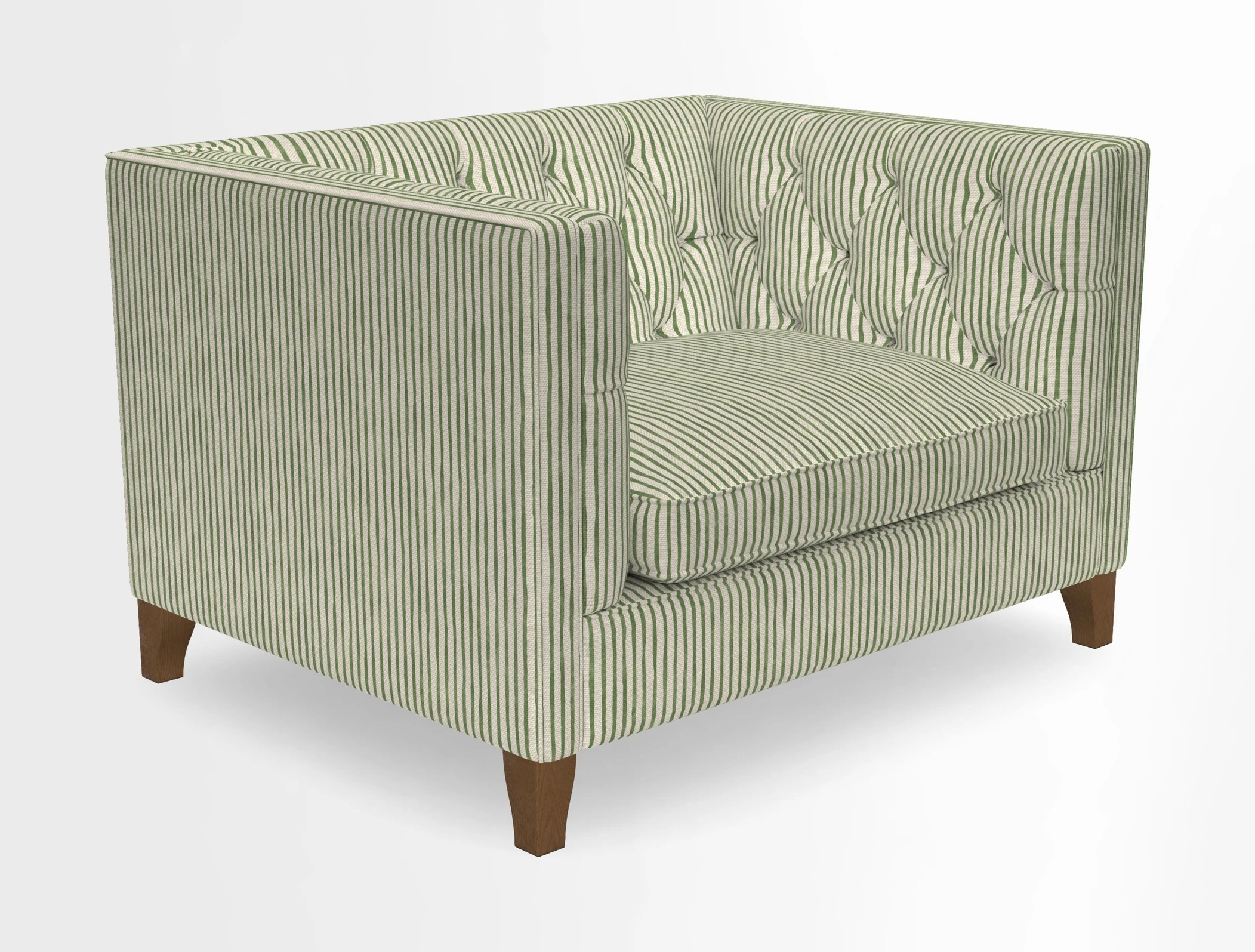 Haresfield Snuggler Dipped Arms in Mohair Lichen Seat Cushion in RHS Gertrude Jekyll Meadow Flower Olive and Scatters in RHS Gertrude Jekyll Folklore Olive