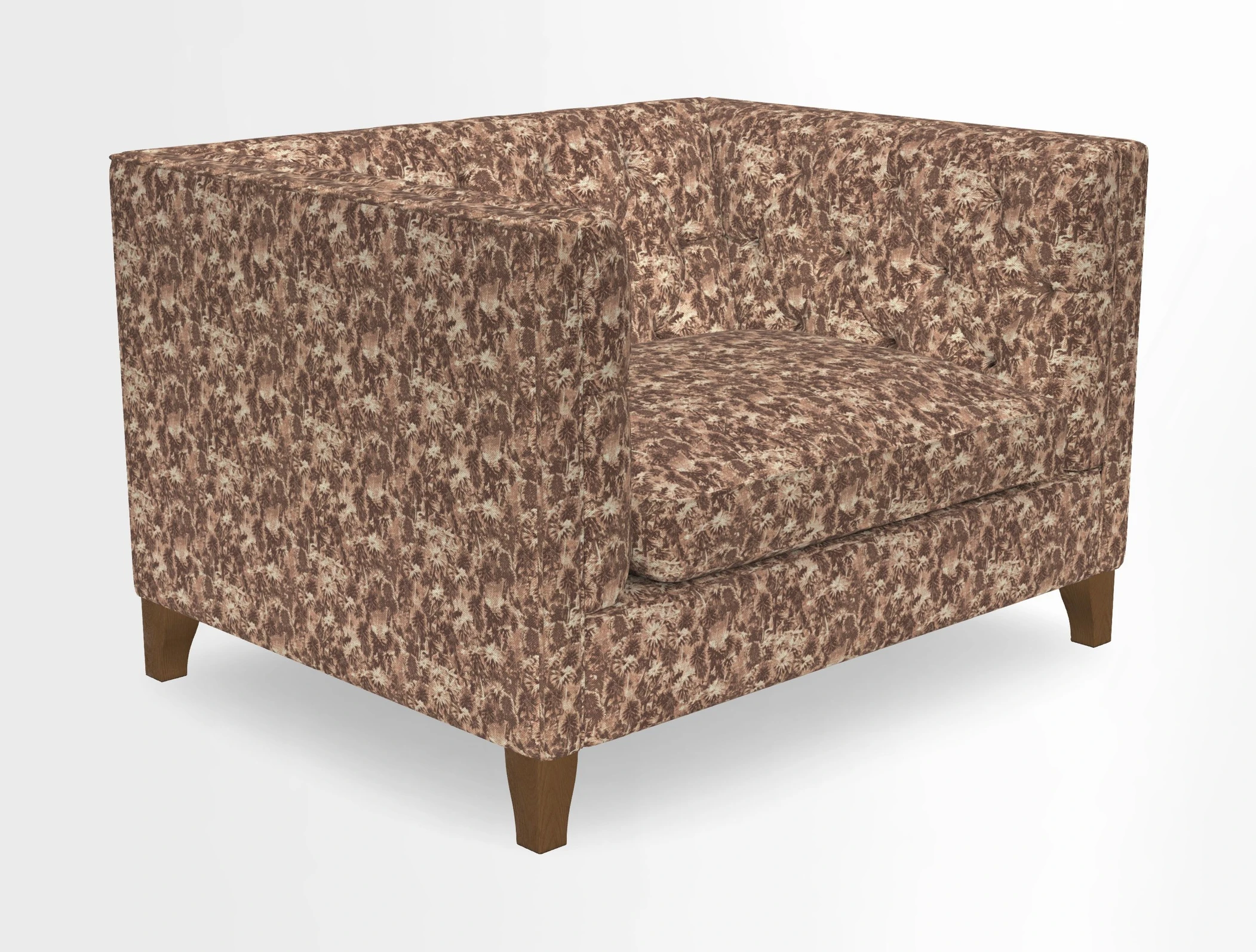 Haresfield Snuggler Dipped Arms in Mohair Lichen Seat Cushion in RHS Gertrude Jekyll Meadow Flower Olive and Scatters in RHS Gertrude Jekyll Folklore Olive