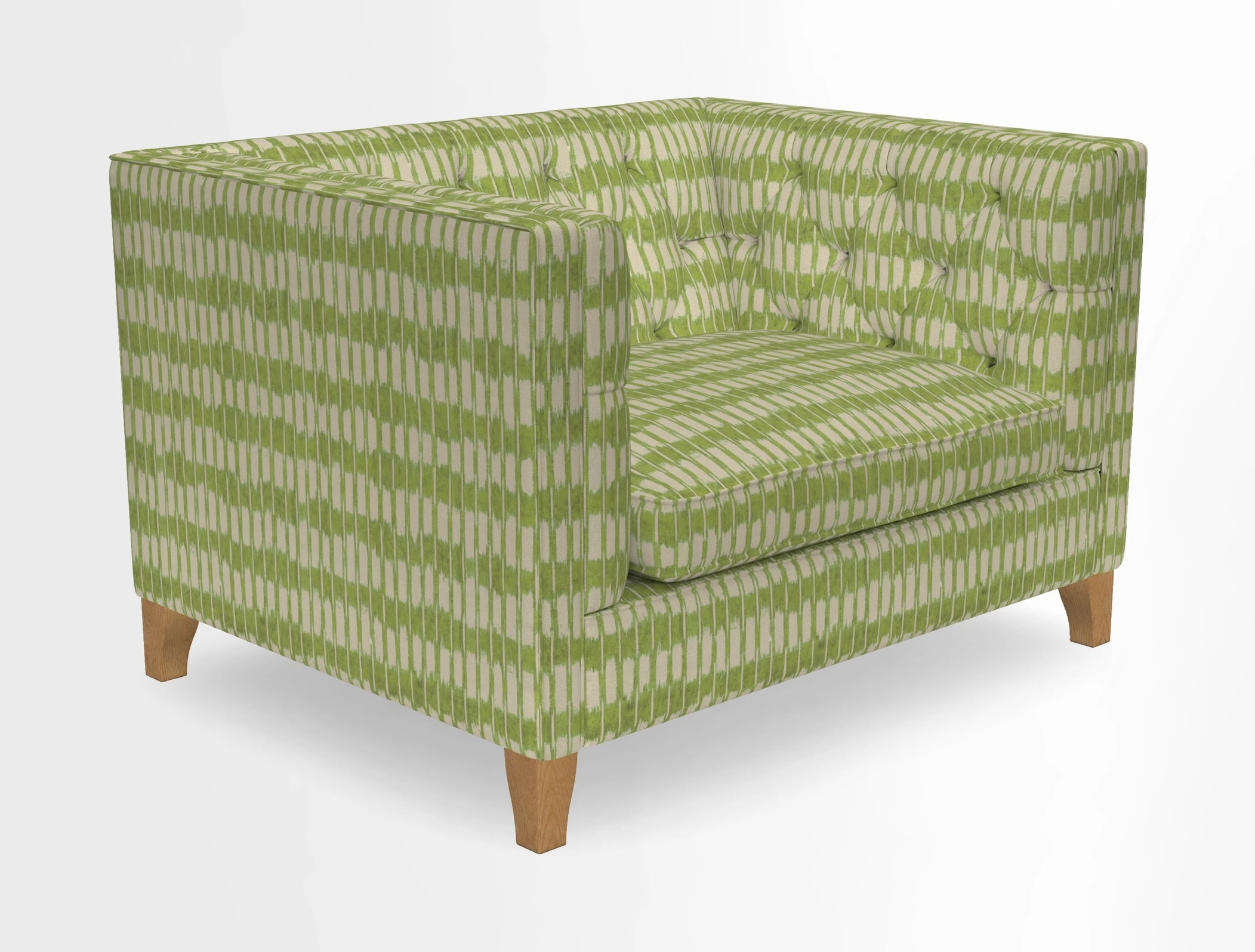 Haresfield Snuggler Dipped Arms in Mohair Lichen Seat Cushion in RHS Gertrude Jekyll Meadow Flower Olive and Scatters in RHS Gertrude Jekyll Folklore Olive