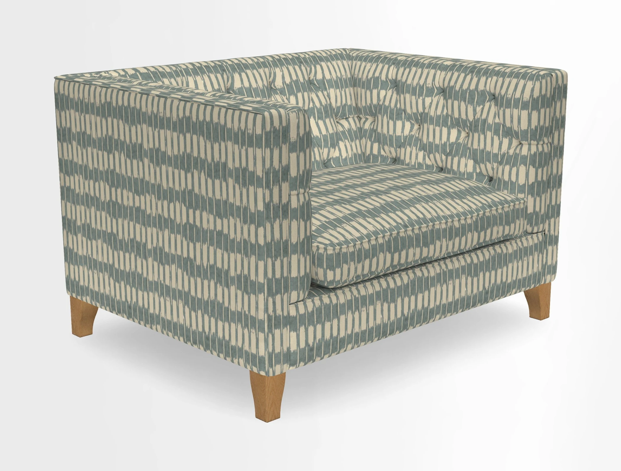 Haresfield Snuggler Dipped Arms in Mohair Lichen Seat Cushion in RHS Gertrude Jekyll Meadow Flower Olive and Scatters in RHS Gertrude Jekyll Folklore Olive