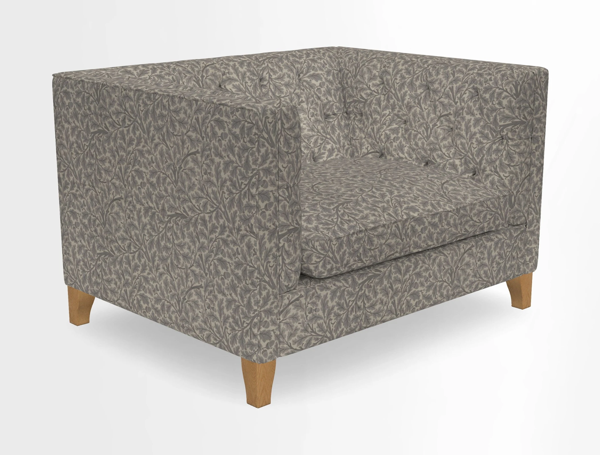 Haresfield Snuggler Dipped Arms in Mohair Lichen Seat Cushion in RHS Gertrude Jekyll Meadow Flower Olive and Scatters in RHS Gertrude Jekyll Folklore Olive
