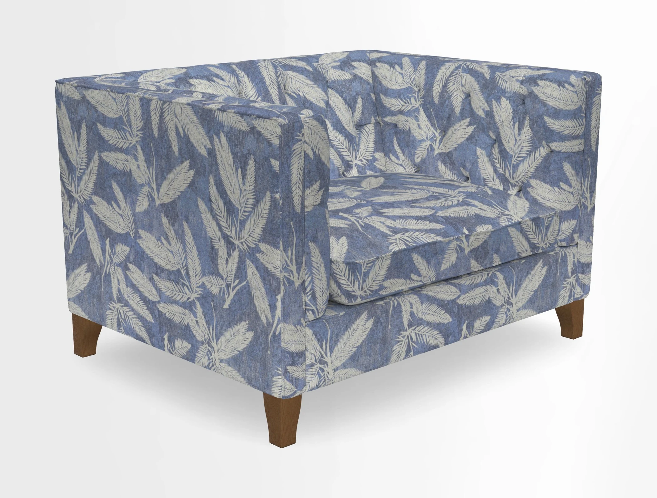 Haresfield Snuggler Dipped Arms in Mohair Lichen Seat Cushion in RHS Gertrude Jekyll Meadow Flower Olive and Scatters in RHS Gertrude Jekyll Folklore Olive