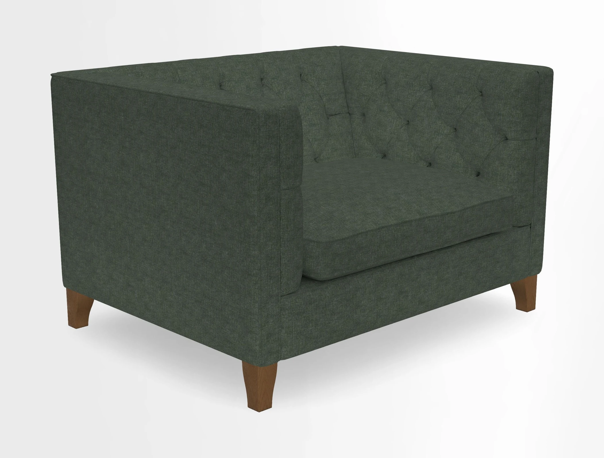 Haresfield Snuggler Dipped Arms in Mohair Lichen Seat Cushion in RHS Gertrude Jekyll Meadow Flower Olive and Scatters in RHS Gertrude Jekyll Folklore Olive