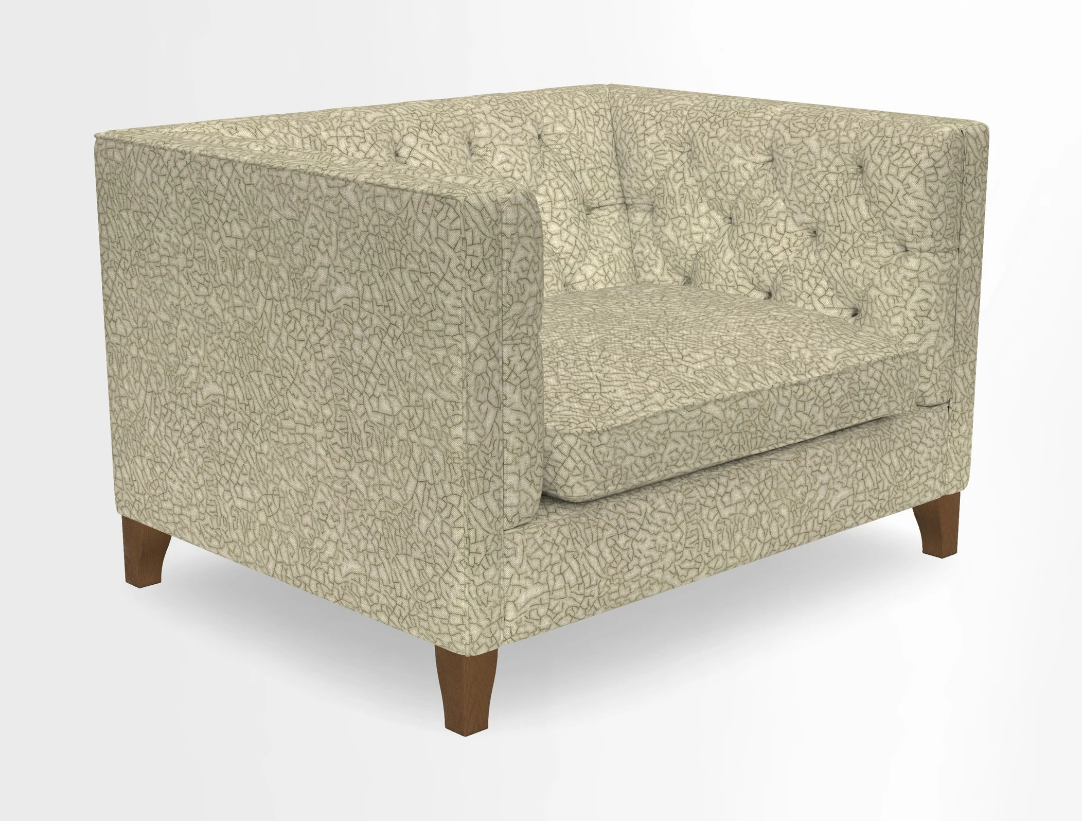 Haresfield Snuggler Dipped Arms in Mohair Lichen Seat Cushion in RHS Gertrude Jekyll Meadow Flower Olive and Scatters in RHS Gertrude Jekyll Folklore Olive