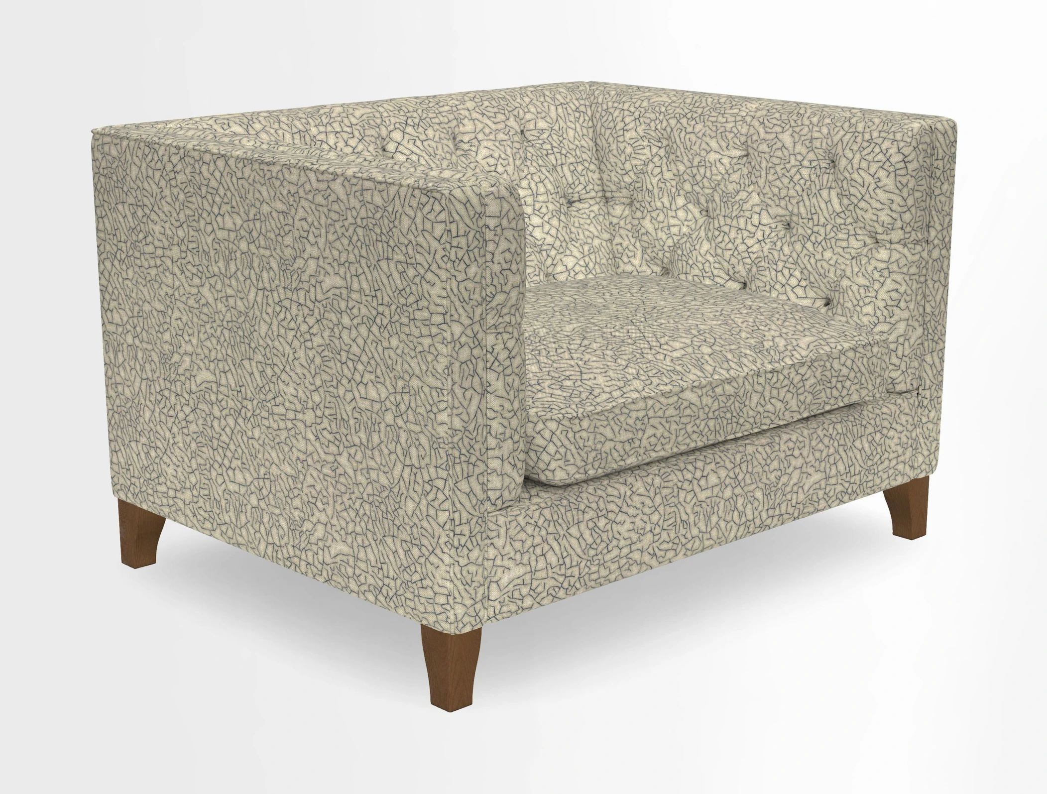 Haresfield Snuggler Dipped Arms in Mohair Lichen Seat Cushion in RHS Gertrude Jekyll Meadow Flower Olive and Scatters in RHS Gertrude Jekyll Folklore Olive