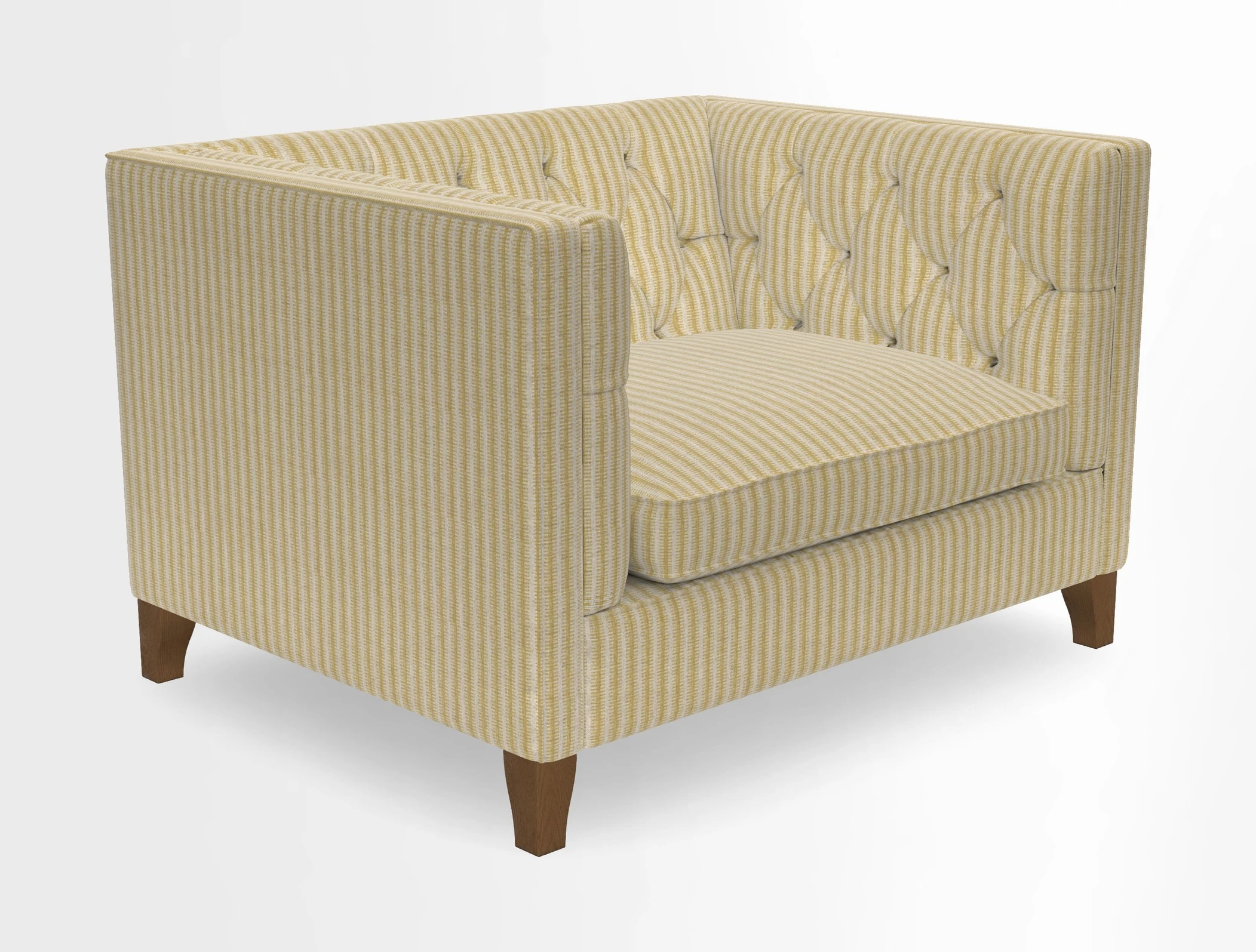 Haresfield Snuggler Dipped Arms in Mohair Lichen Seat Cushion in RHS Gertrude Jekyll Meadow Flower Olive and Scatters in RHS Gertrude Jekyll Folklore Olive