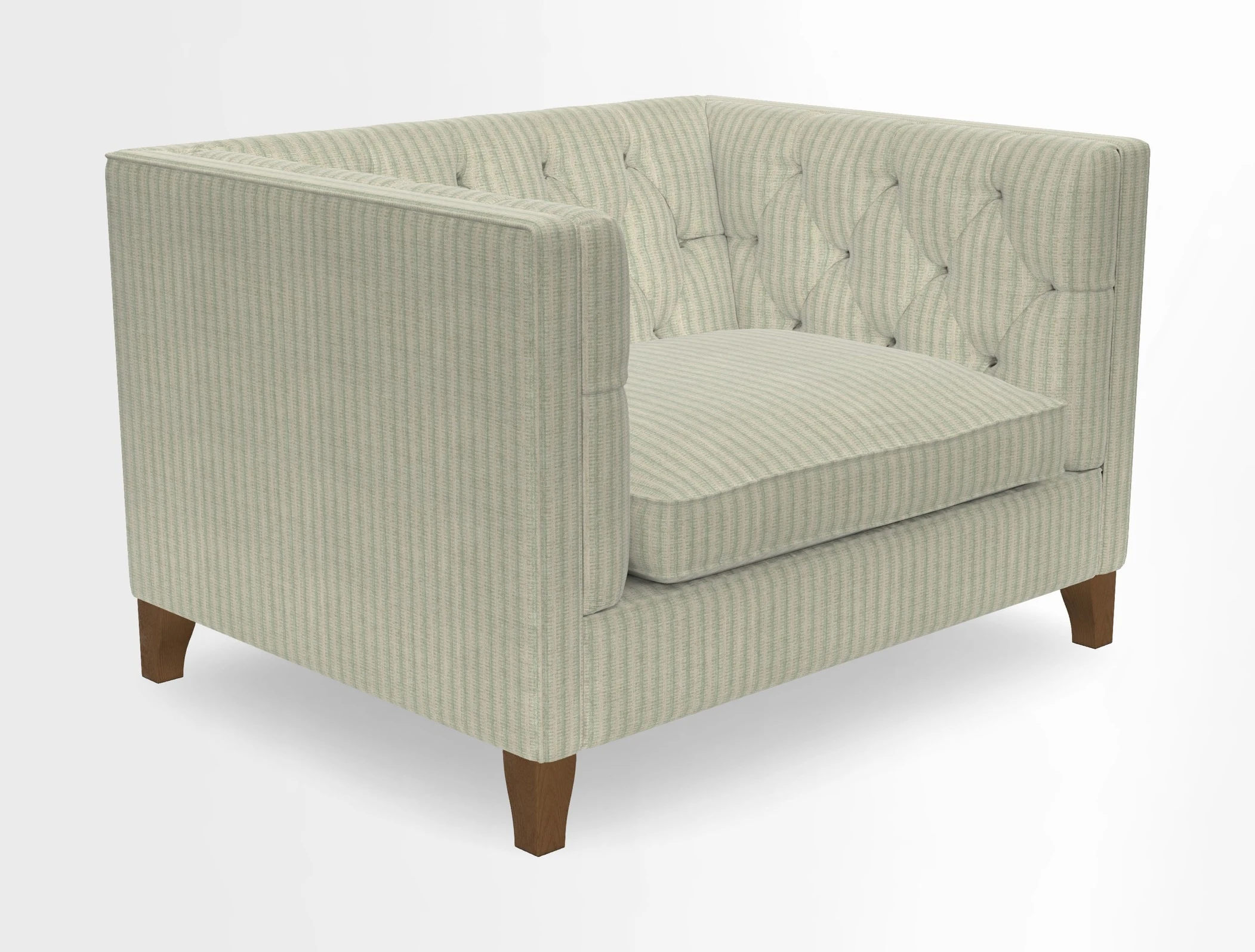 Haresfield Snuggler Dipped Arms in Mohair Lichen Seat Cushion in RHS Gertrude Jekyll Meadow Flower Olive and Scatters in RHS Gertrude Jekyll Folklore Olive