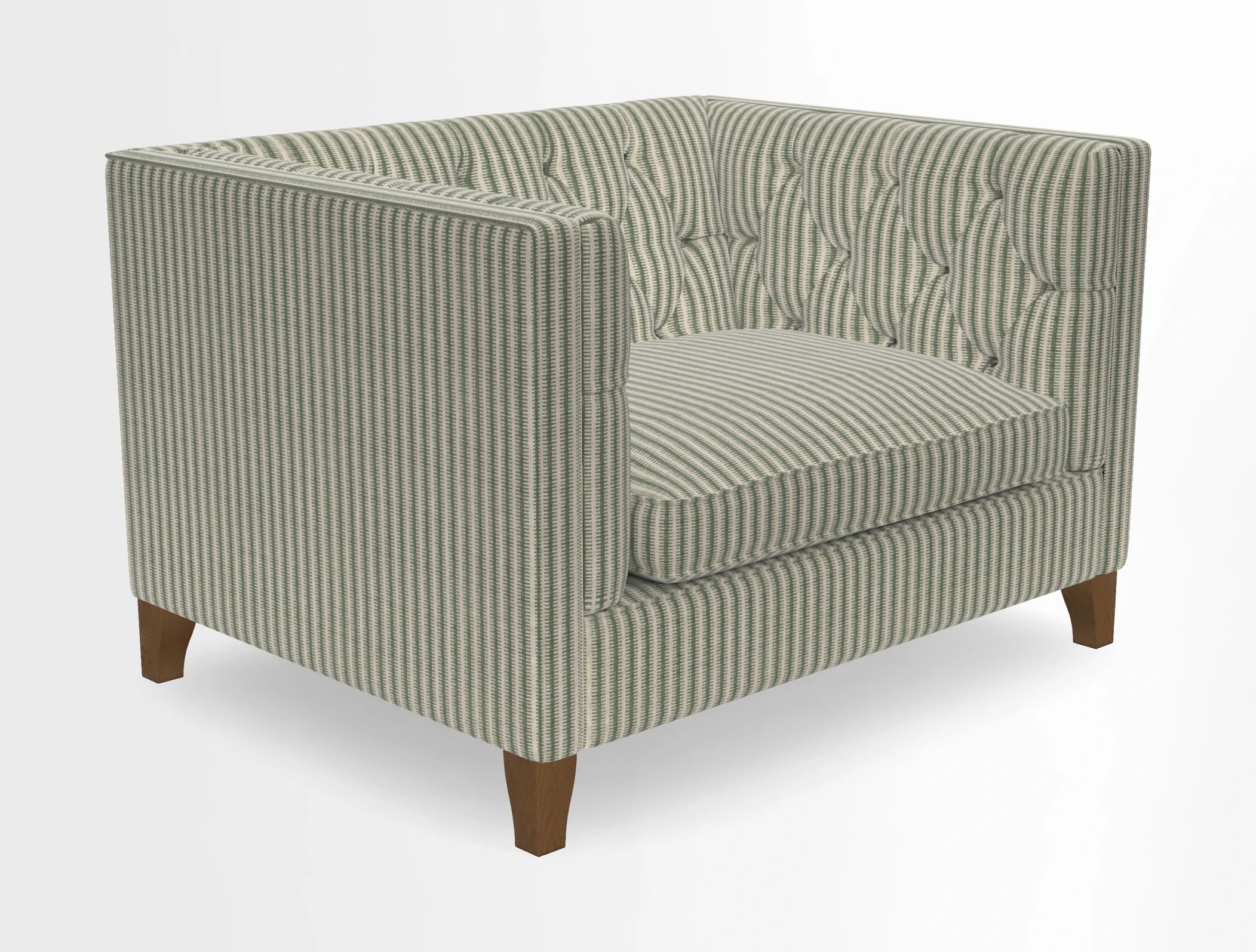 Haresfield Snuggler Dipped Arms in Mohair Lichen Seat Cushion in RHS Gertrude Jekyll Meadow Flower Olive and Scatters in RHS Gertrude Jekyll Folklore Olive