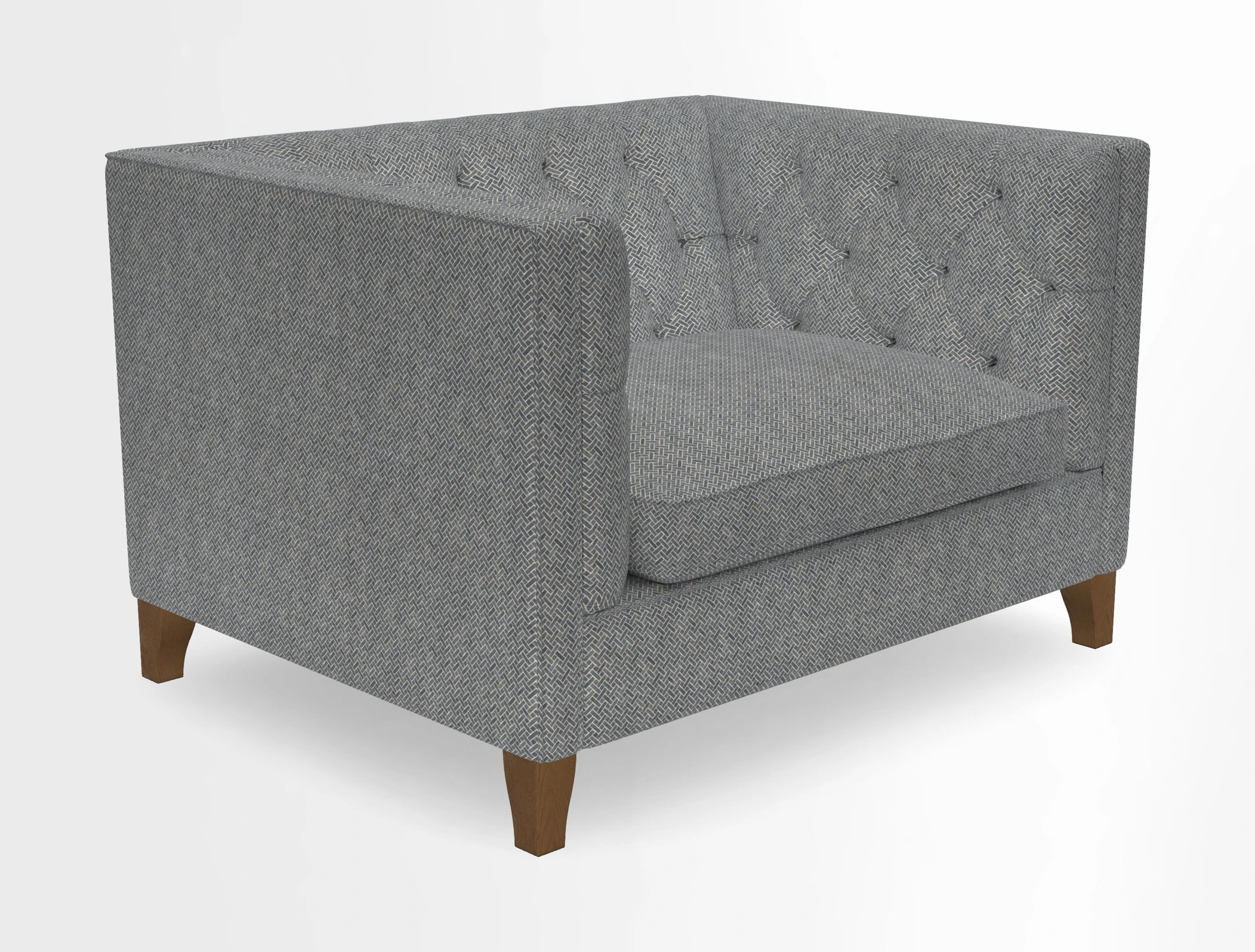 Haresfield Snuggler Dipped Arms in Mohair Lichen Seat Cushion in RHS Gertrude Jekyll Meadow Flower Olive and Scatters in RHS Gertrude Jekyll Folklore Olive