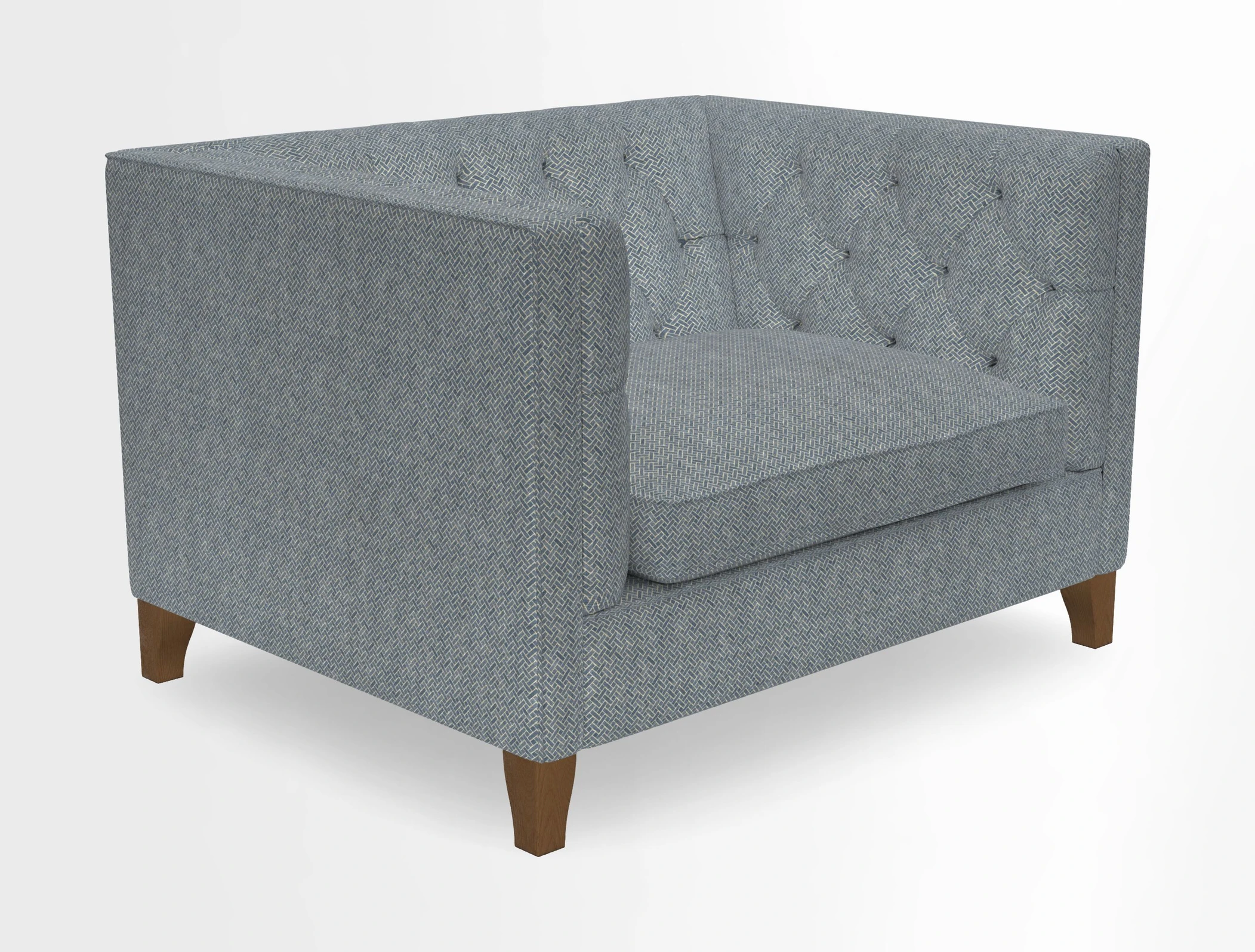 Haresfield Snuggler Dipped Arms in Mohair Lichen Seat Cushion in RHS Gertrude Jekyll Meadow Flower Olive and Scatters in RHS Gertrude Jekyll Folklore Olive
