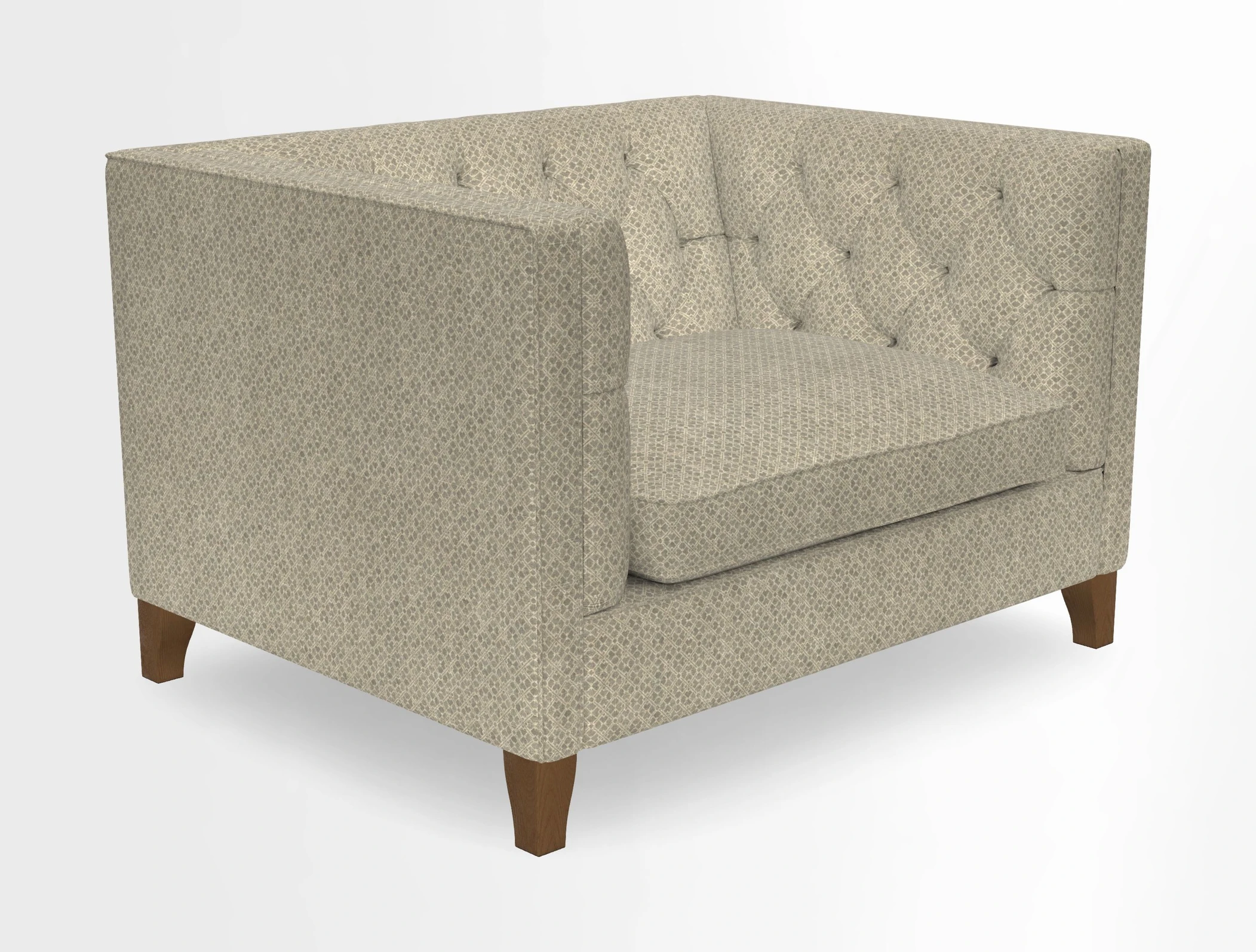 Haresfield Snuggler Dipped Arms in Mohair Lichen Seat Cushion in RHS Gertrude Jekyll Meadow Flower Olive and Scatters in RHS Gertrude Jekyll Folklore Olive