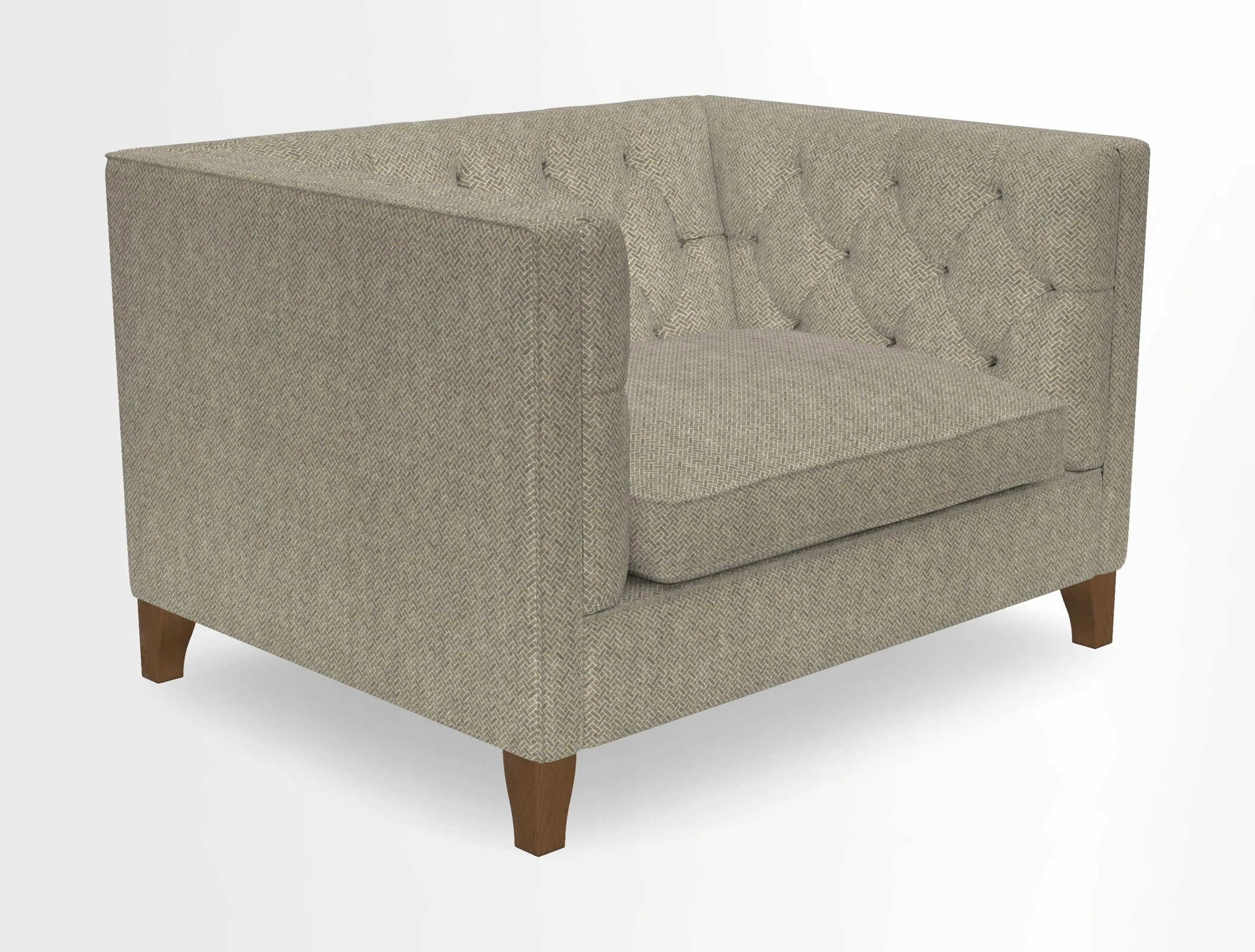 Haresfield Snuggler Dipped Arms in Mohair Lichen Seat Cushion in RHS Gertrude Jekyll Meadow Flower Olive and Scatters in RHS Gertrude Jekyll Folklore Olive