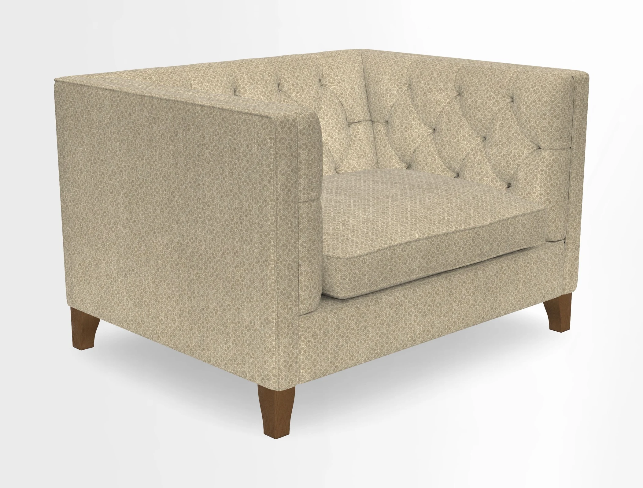 Haresfield Snuggler Dipped Arms in Mohair Lichen Seat Cushion in RHS Gertrude Jekyll Meadow Flower Olive and Scatters in RHS Gertrude Jekyll Folklore Olive