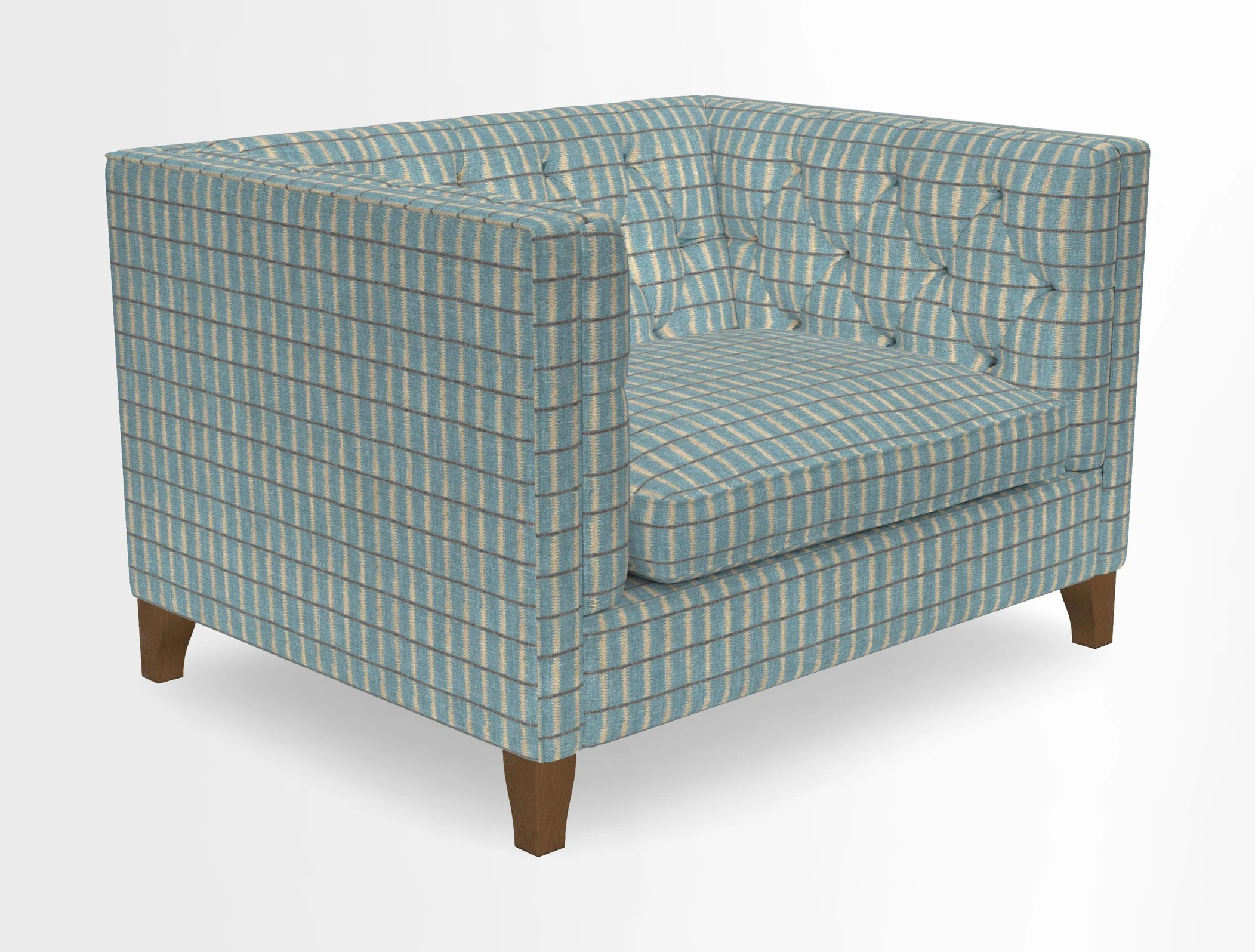 Haresfield Snuggler Dipped Arms in Mohair Lichen Seat Cushion in RHS Gertrude Jekyll Meadow Flower Olive and Scatters in RHS Gertrude Jekyll Folklore Olive
