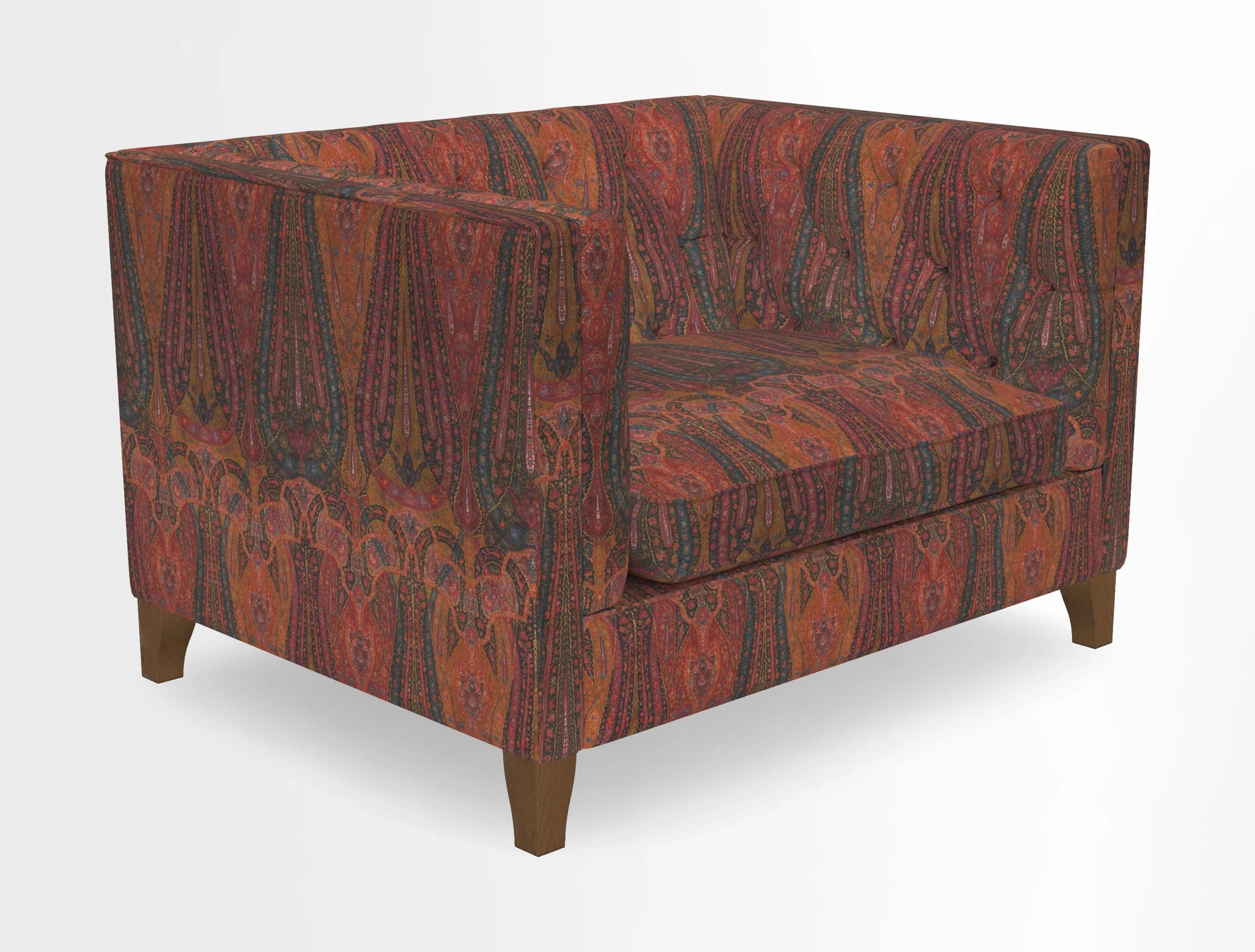 Haresfield Snuggler Dipped Arms in Mohair Lichen Seat Cushion in RHS Gertrude Jekyll Meadow Flower Olive and Scatters in RHS Gertrude Jekyll Folklore Olive