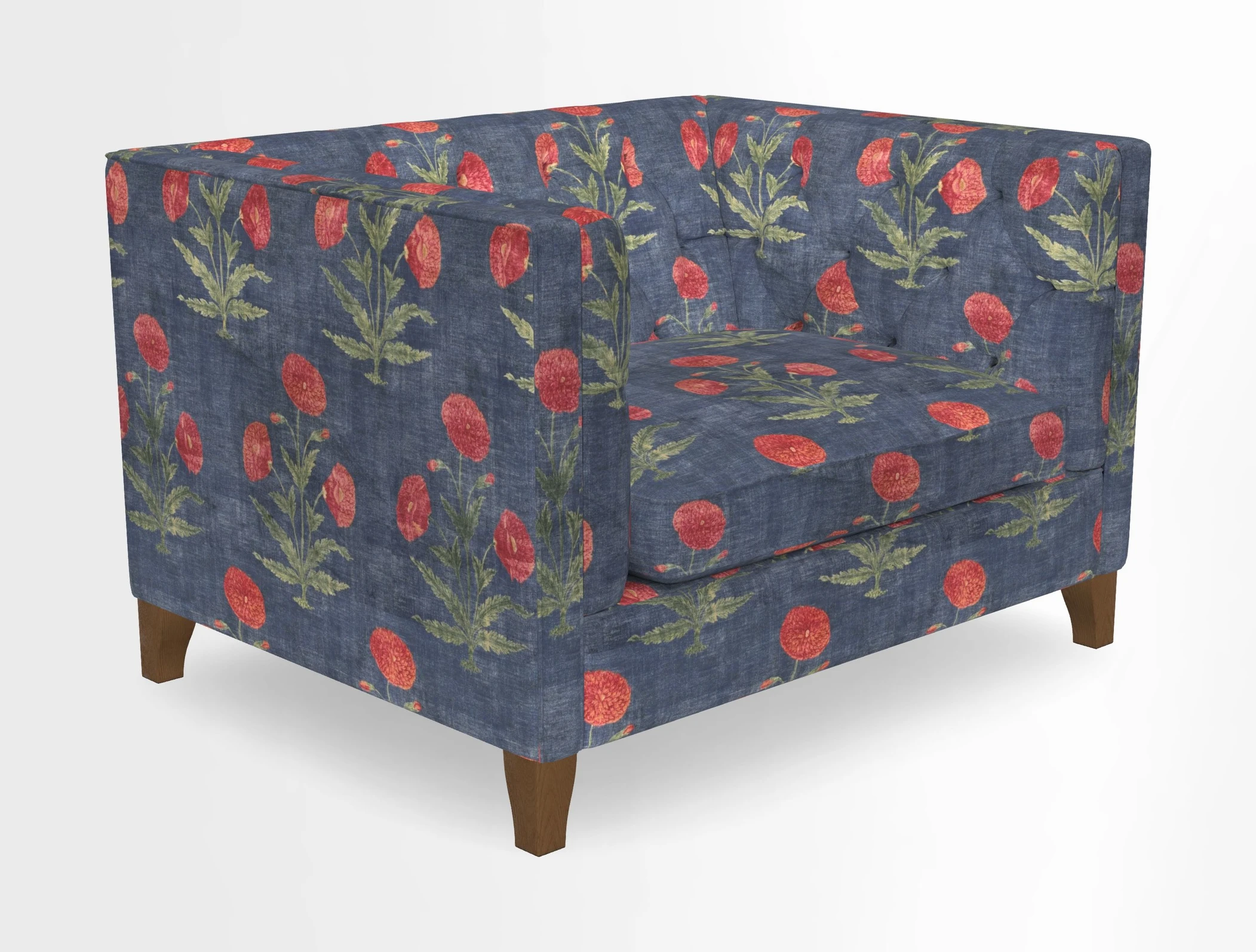 Haresfield Snuggler Dipped Arms in Mohair Lichen Seat Cushion in RHS Gertrude Jekyll Meadow Flower Olive and Scatters in RHS Gertrude Jekyll Folklore Olive