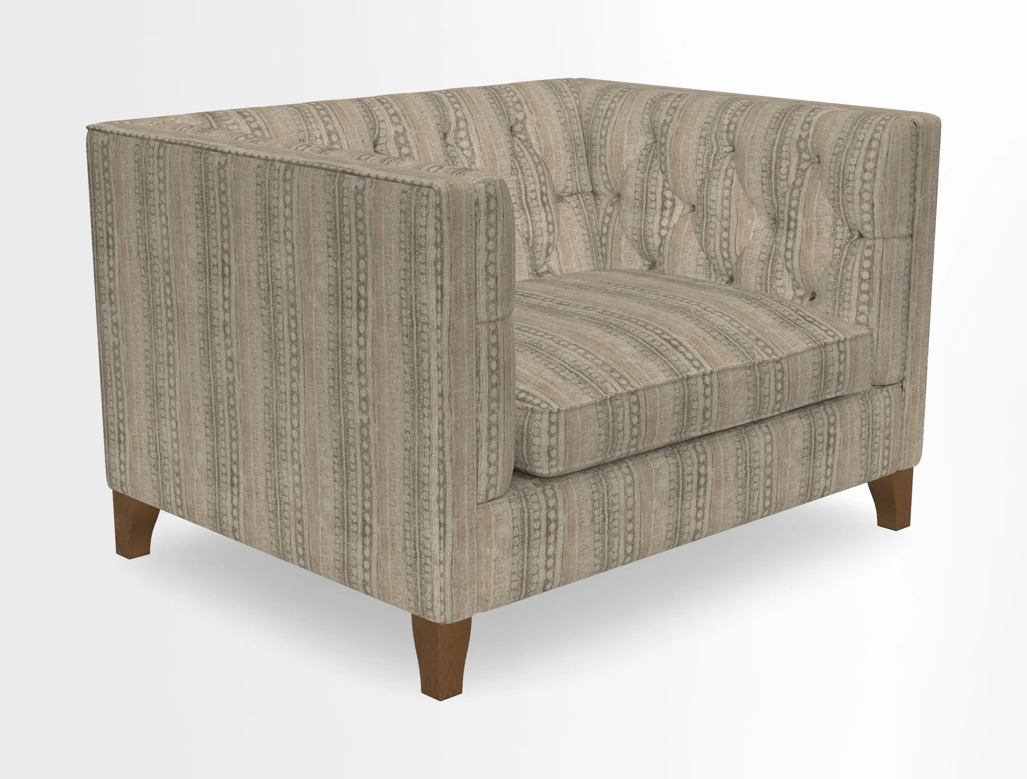 Haresfield Snuggler Dipped Arms in Mohair Lichen Seat Cushion in RHS Gertrude Jekyll Meadow Flower Olive and Scatters in RHS Gertrude Jekyll Folklore Olive