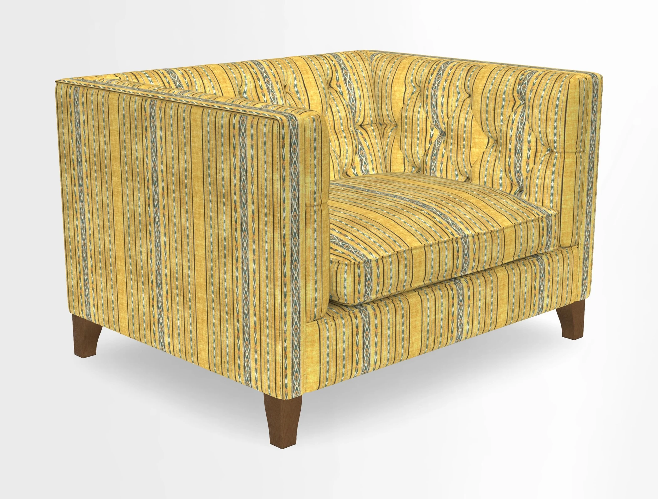 Haresfield Snuggler Dipped Arms in Mohair Lichen Seat Cushion in RHS Gertrude Jekyll Meadow Flower Olive and Scatters in RHS Gertrude Jekyll Folklore Olive