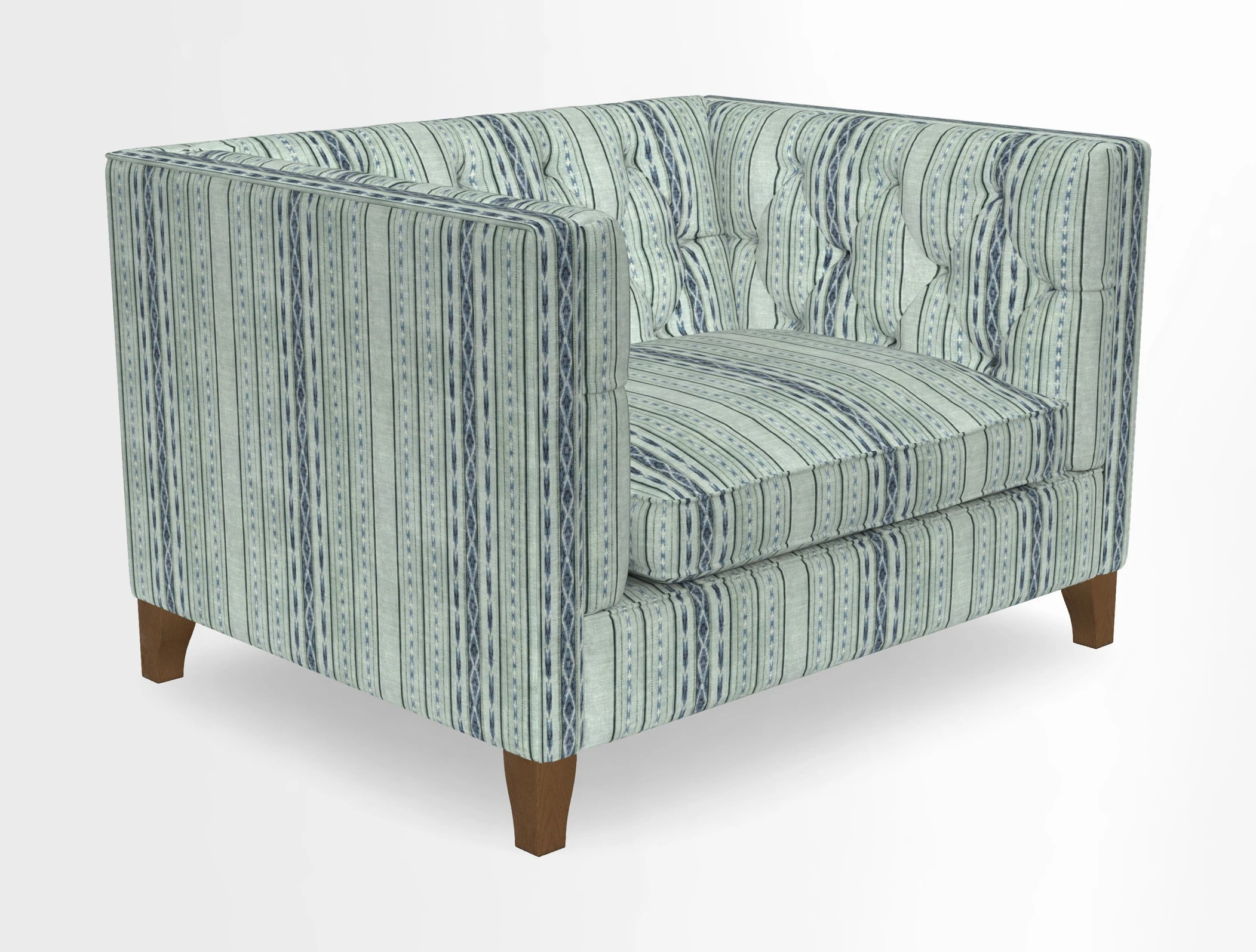 Haresfield Snuggler Dipped Arms in Mohair Lichen Seat Cushion in RHS Gertrude Jekyll Meadow Flower Olive and Scatters in RHS Gertrude Jekyll Folklore Olive