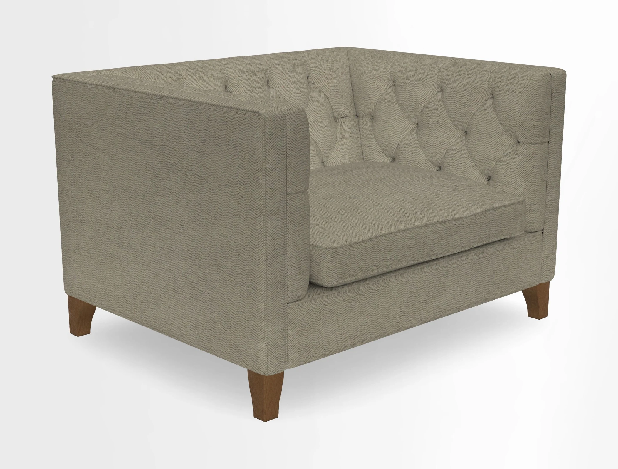 Haresfield Snuggler Dipped Arms in Mohair Lichen Seat Cushion in RHS Gertrude Jekyll Meadow Flower Olive and Scatters in RHS Gertrude Jekyll Folklore Olive