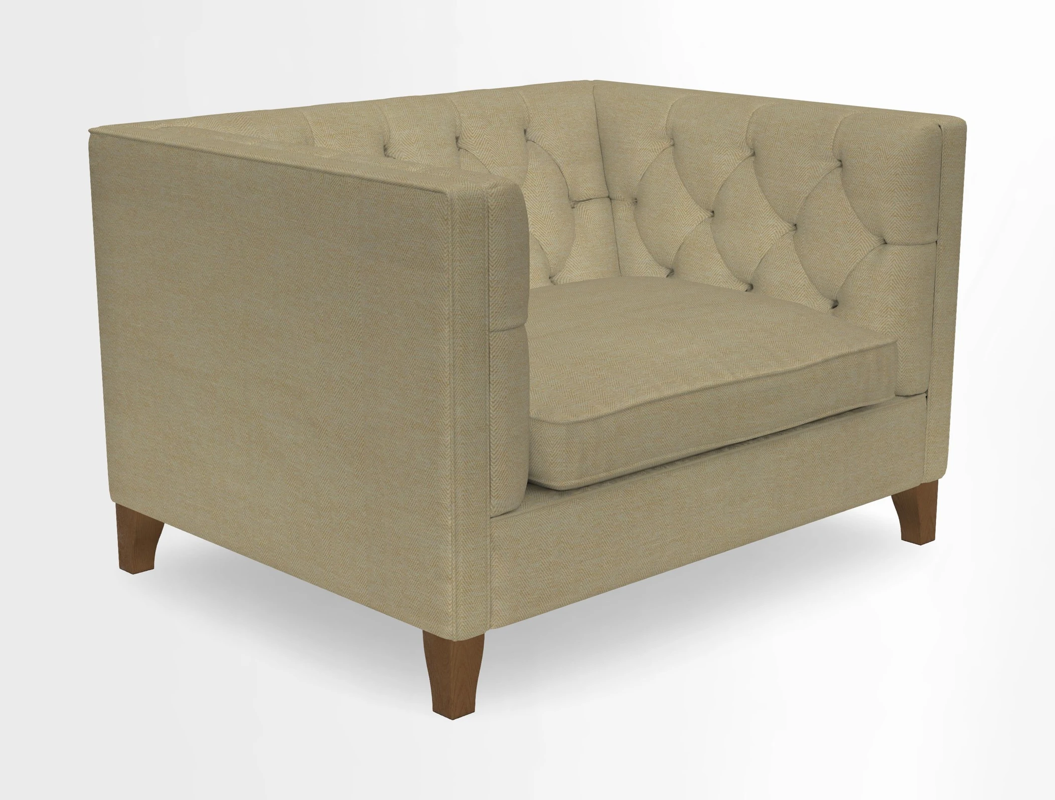 Haresfield Snuggler Dipped Arms in Mohair Lichen Seat Cushion in RHS Gertrude Jekyll Meadow Flower Olive and Scatters in RHS Gertrude Jekyll Folklore Olive