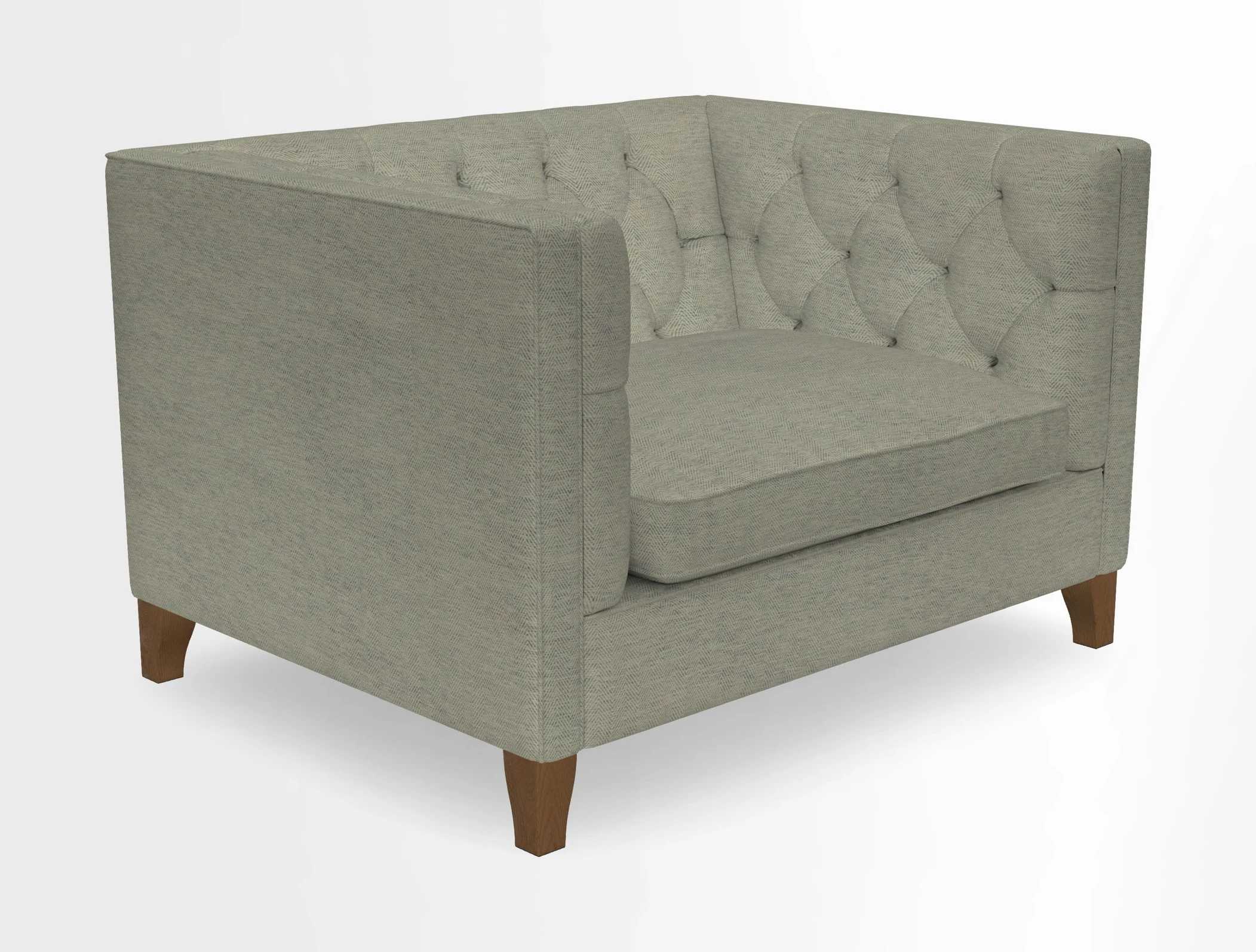 Haresfield Snuggler Dipped Arms in Mohair Lichen Seat Cushion in RHS Gertrude Jekyll Meadow Flower Olive and Scatters in RHS Gertrude Jekyll Folklore Olive