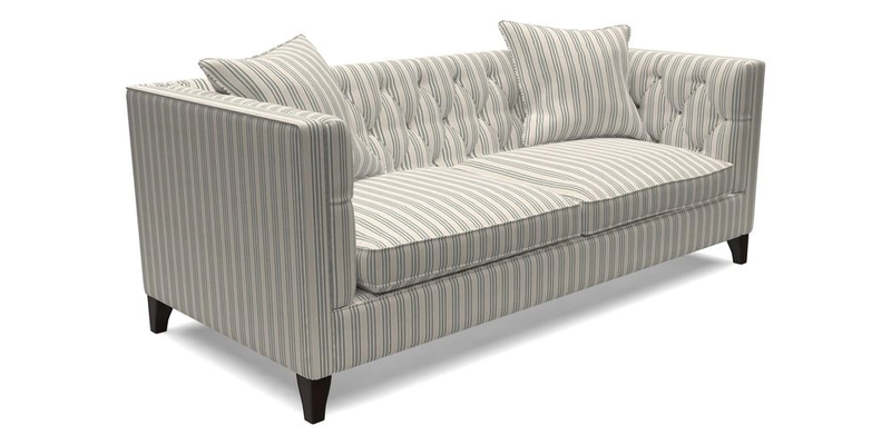 Haresfield 3 seater sofa in Whernside Spring Grass and Stockport Stripe Hunter 