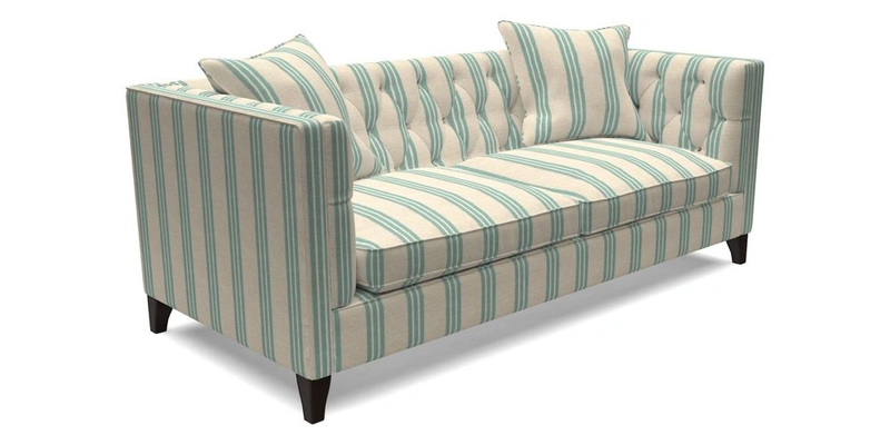Haresfield 3 seater sofa in Whernside Spring Grass and Stockport Stripe Hunter 