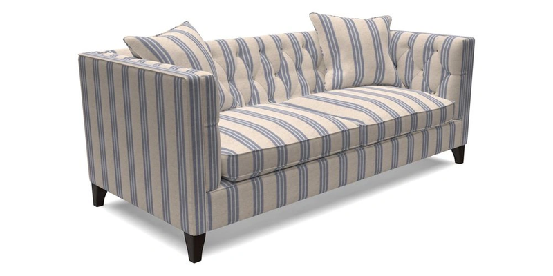 Haresfield 3 seater sofa in Whernside Spring Grass and Stockport Stripe Hunter 