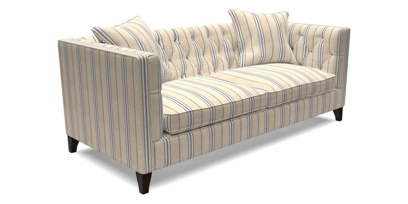 Haresfield 3 seater sofa in Whernside Spring Grass and Stockport Stripe Hunter 