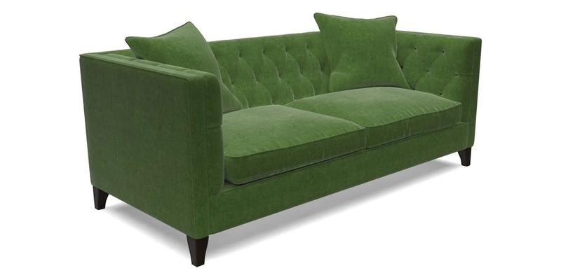 Haresfield 3 seater sofa in Whernside Spring Grass and Stockport Stripe Hunter 