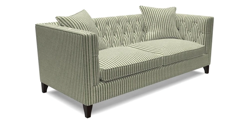 Haresfield 3 seater sofa in Whernside Spring Grass and Stockport Stripe Hunter 