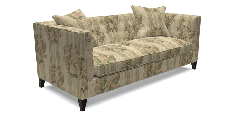 Haresfield 3 seater sofa in Whernside Spring Grass and Stockport Stripe Hunter 