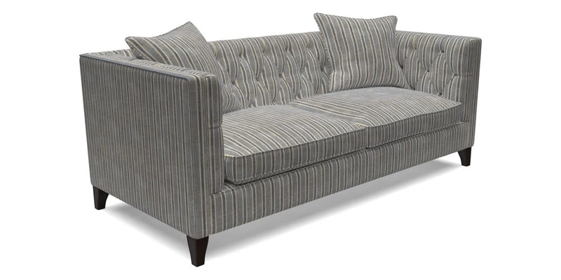 Haresfield 3 seater sofa in Whernside Spring Grass and Stockport Stripe Hunter 