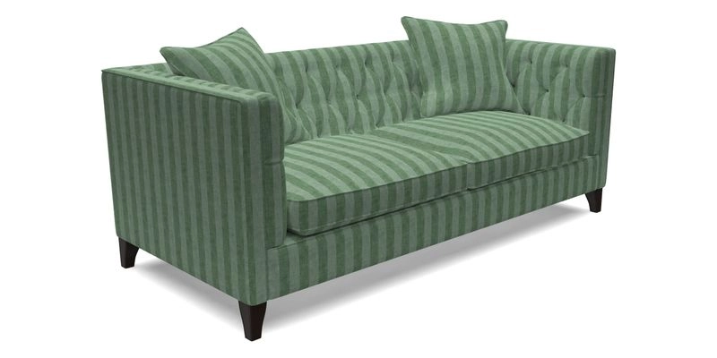Haresfield 3 seater sofa in Whernside Spring Grass and Stockport Stripe Hunter 