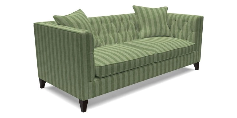 Haresfield 3 seater sofa in Whernside Spring Grass and Stockport Stripe Hunter 