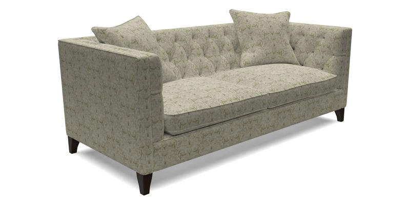 Haresfield 3 seater sofa in Whernside Spring Grass and Stockport Stripe Hunter 