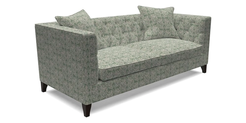 Haresfield 3 seater sofa in Whernside Spring Grass and Stockport Stripe Hunter 